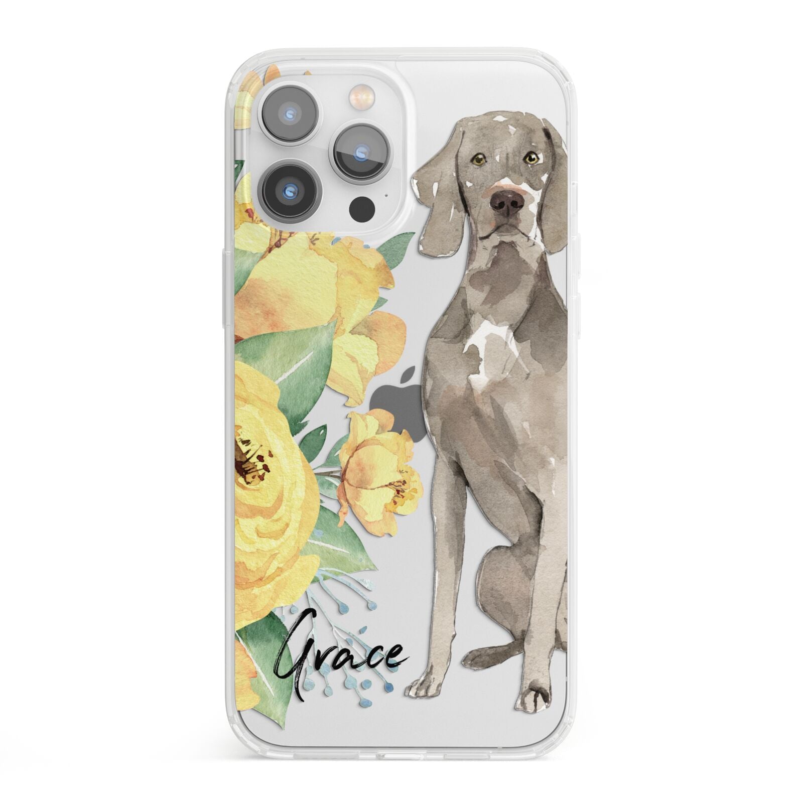 Personalised Weimaraner iPhone 13 Pro Max Clear Bumper Case