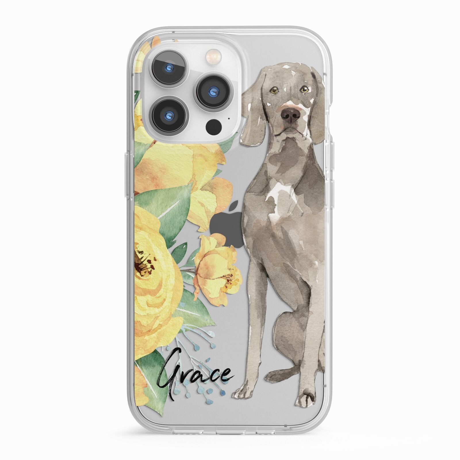 Personalised Weimaraner iPhone 13 Pro TPU Impact Case with White Edges