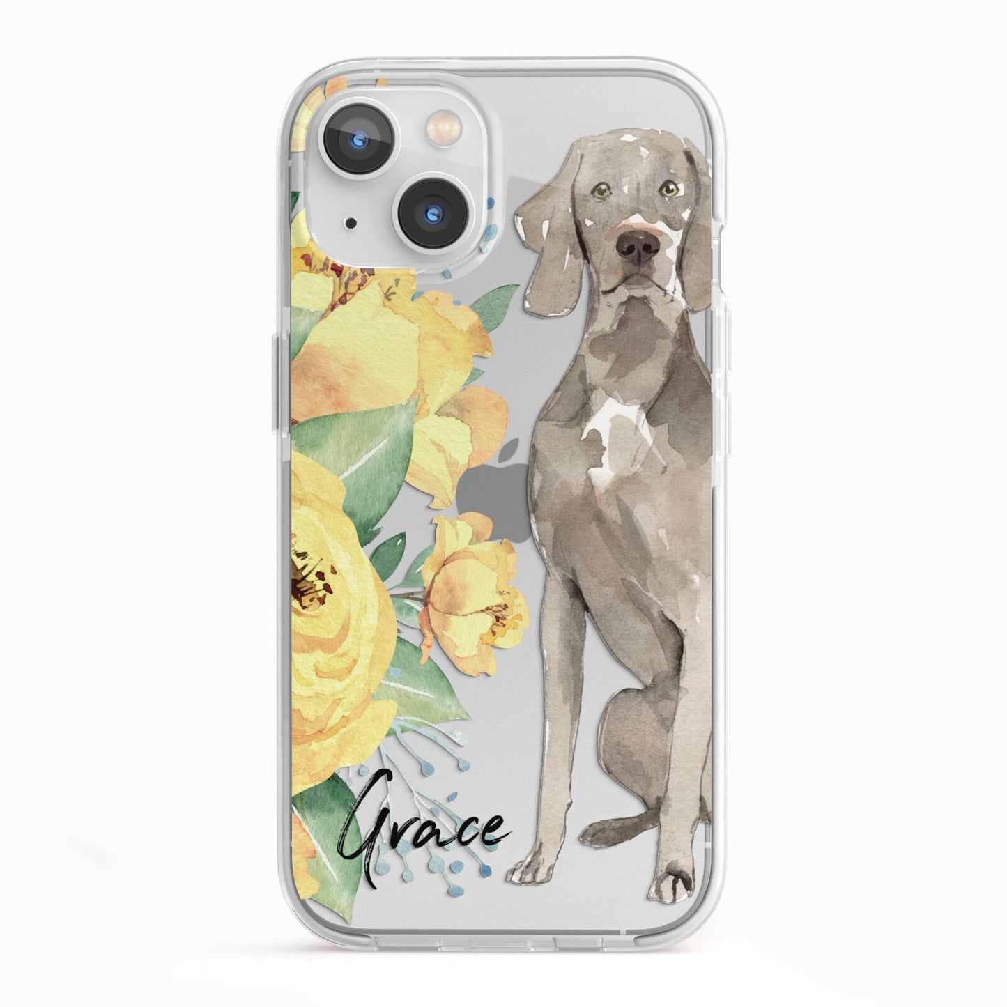 Personalised Weimaraner iPhone 13 TPU Impact Case with White Edges