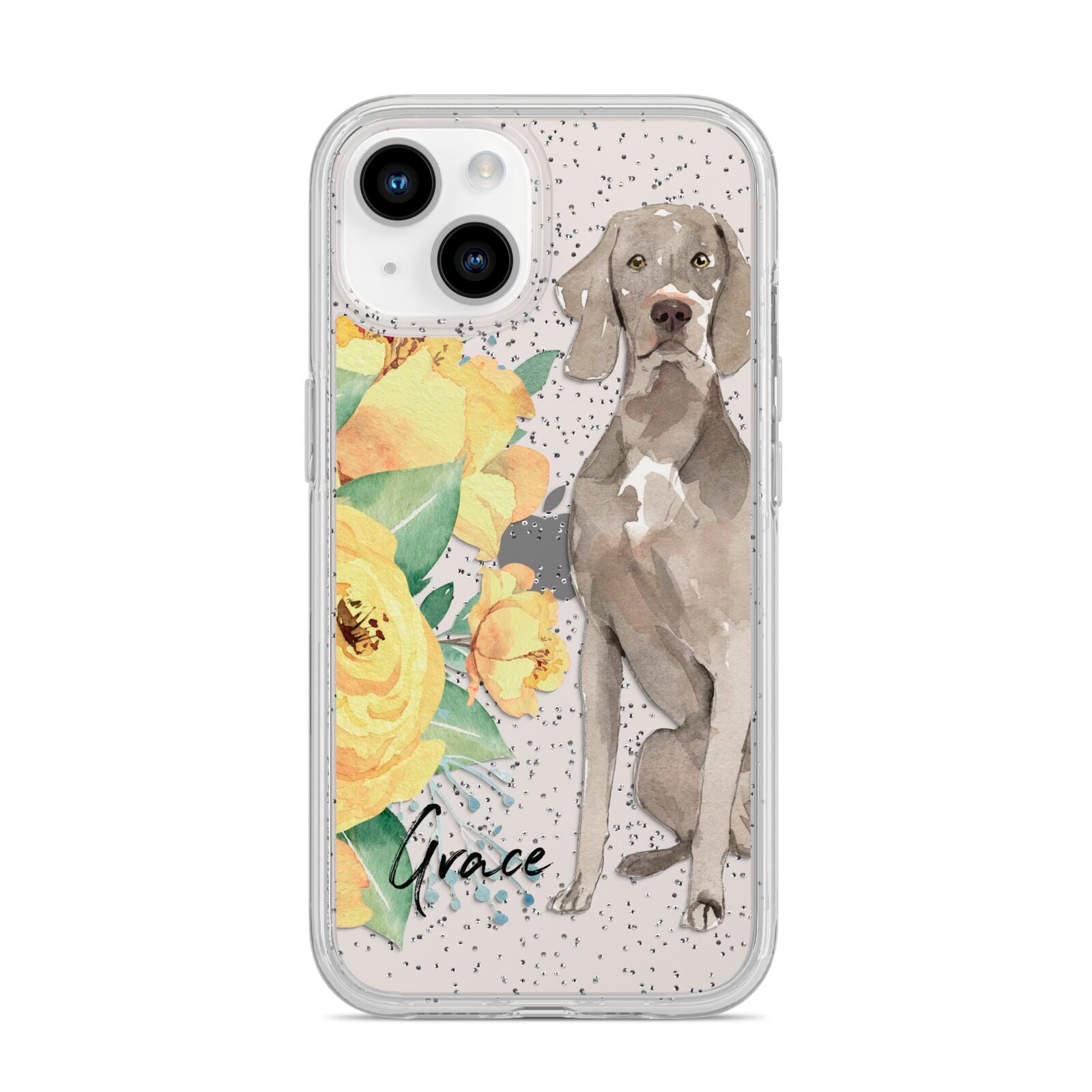 Personalised Weimaraner iPhone 14 Glitter Tough Case Starlight