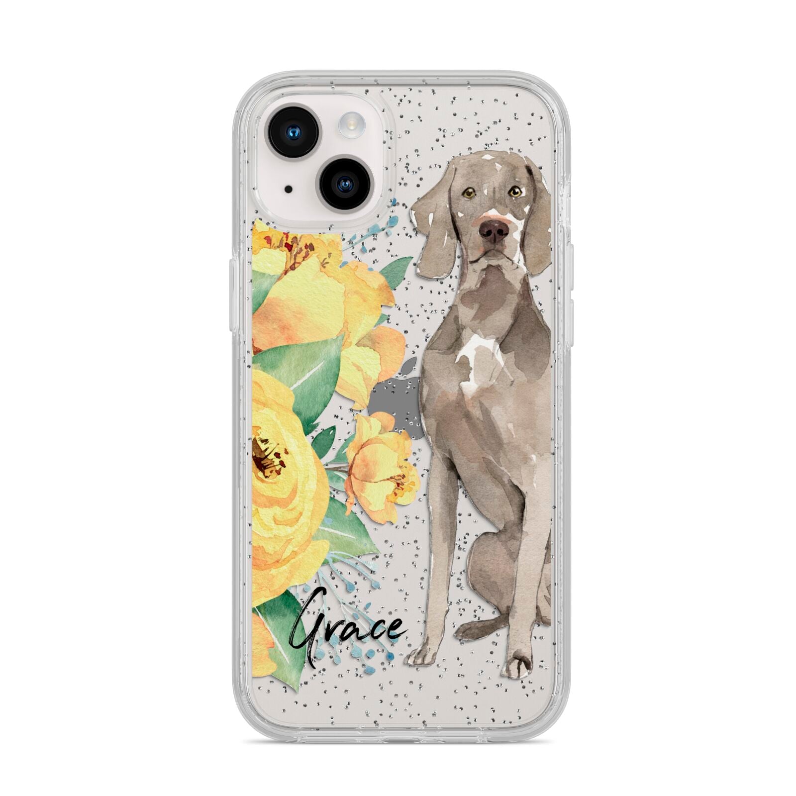 Personalised Weimaraner iPhone 14 Plus Glitter Tough Case Starlight