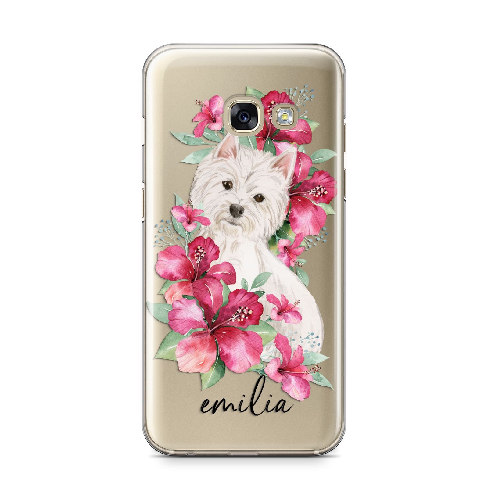 Personalised Westie Dog Samsung Galaxy A3 2017 Case on gold phone