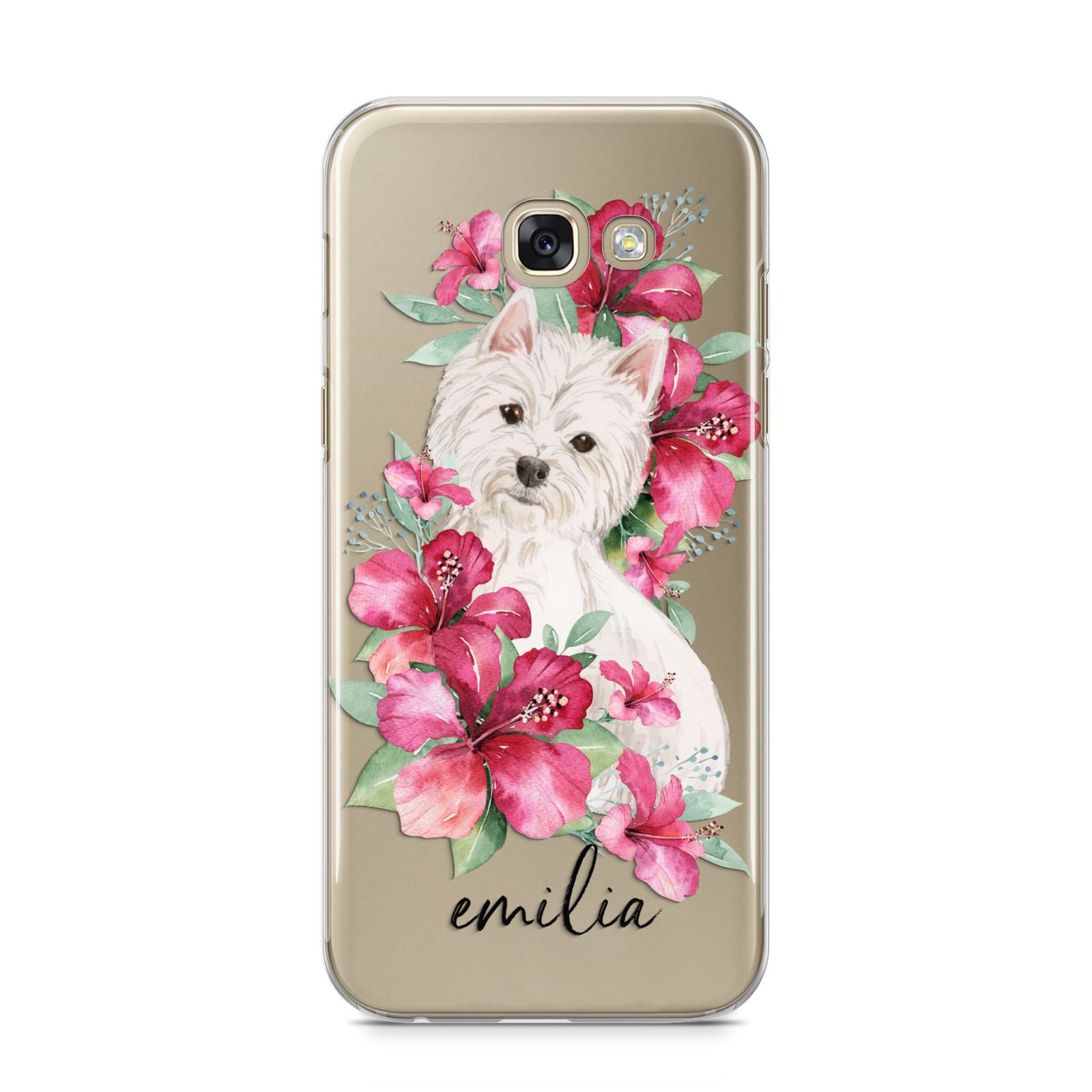 Personalised Westie Dog Samsung Galaxy A5 2017 Case on gold phone