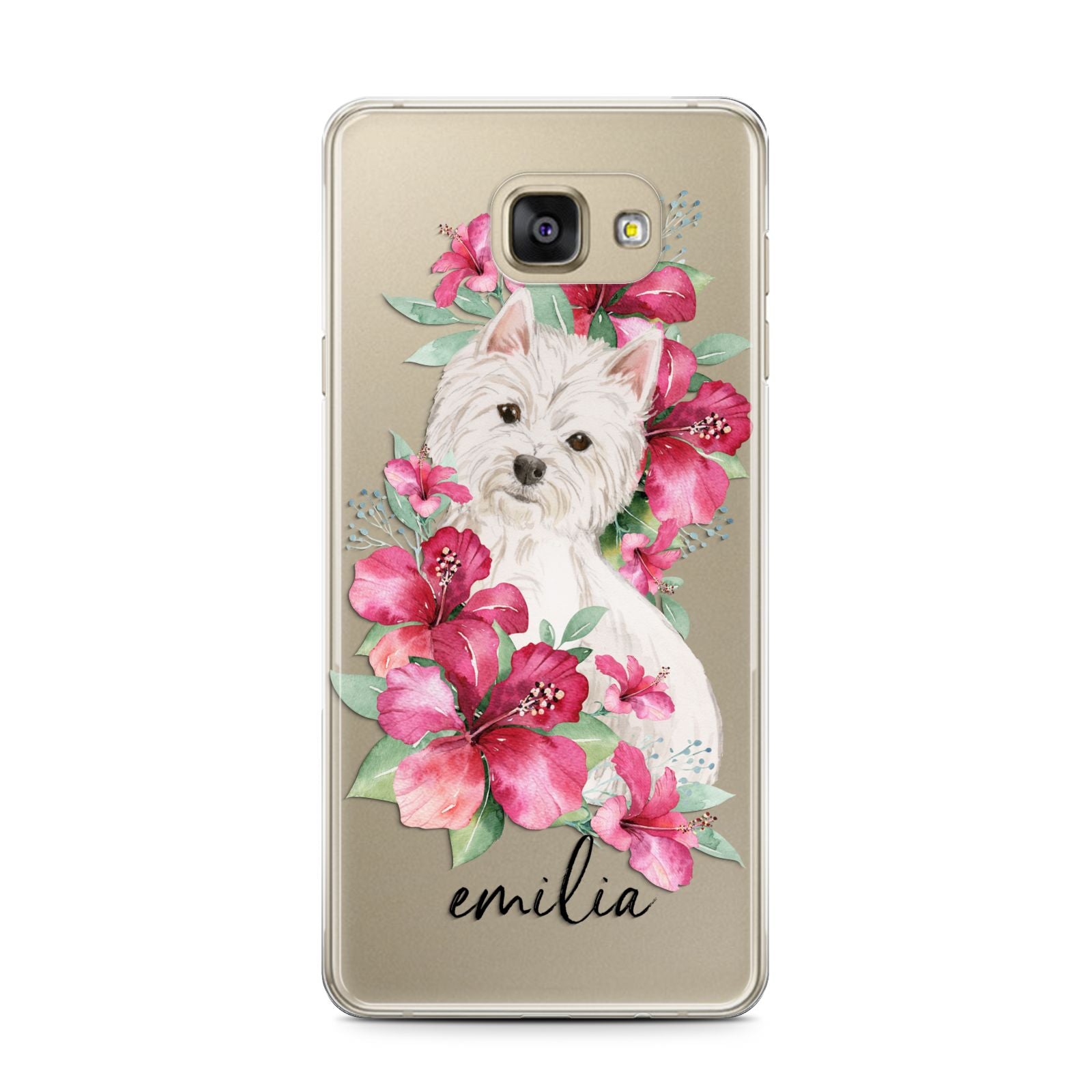 Personalised Westie Dog Samsung Galaxy A7 2016 Case on gold phone