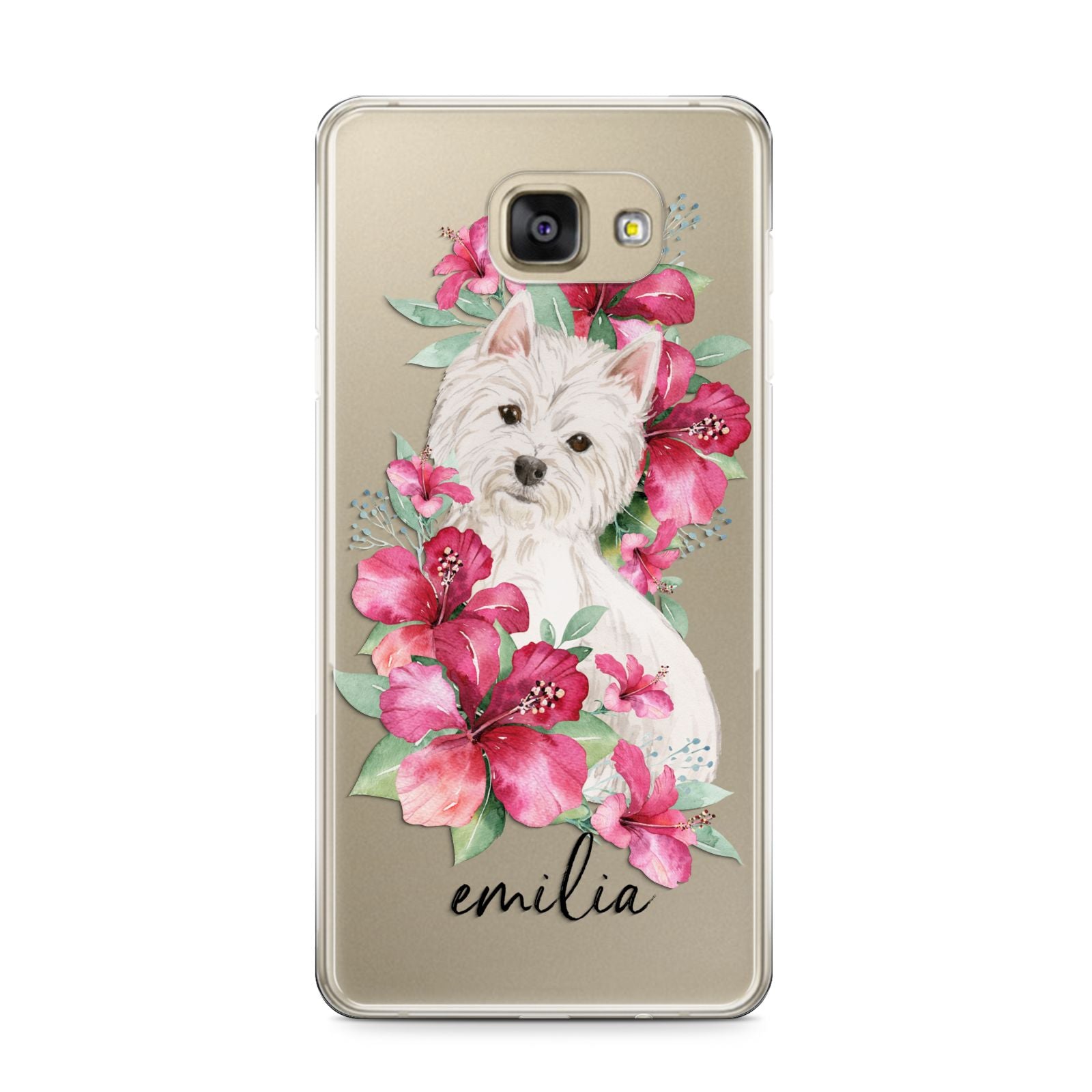 Personalised Westie Dog Samsung Galaxy A9 2016 Case on gold phone