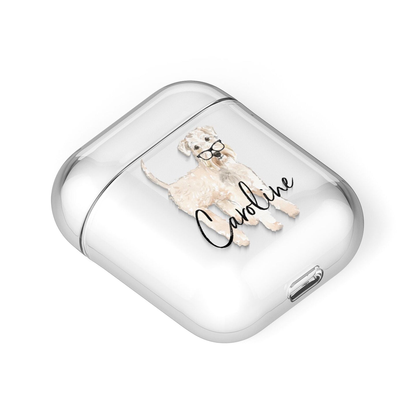 Personalised Wheaten Terrier AirPods Case Laid Flat