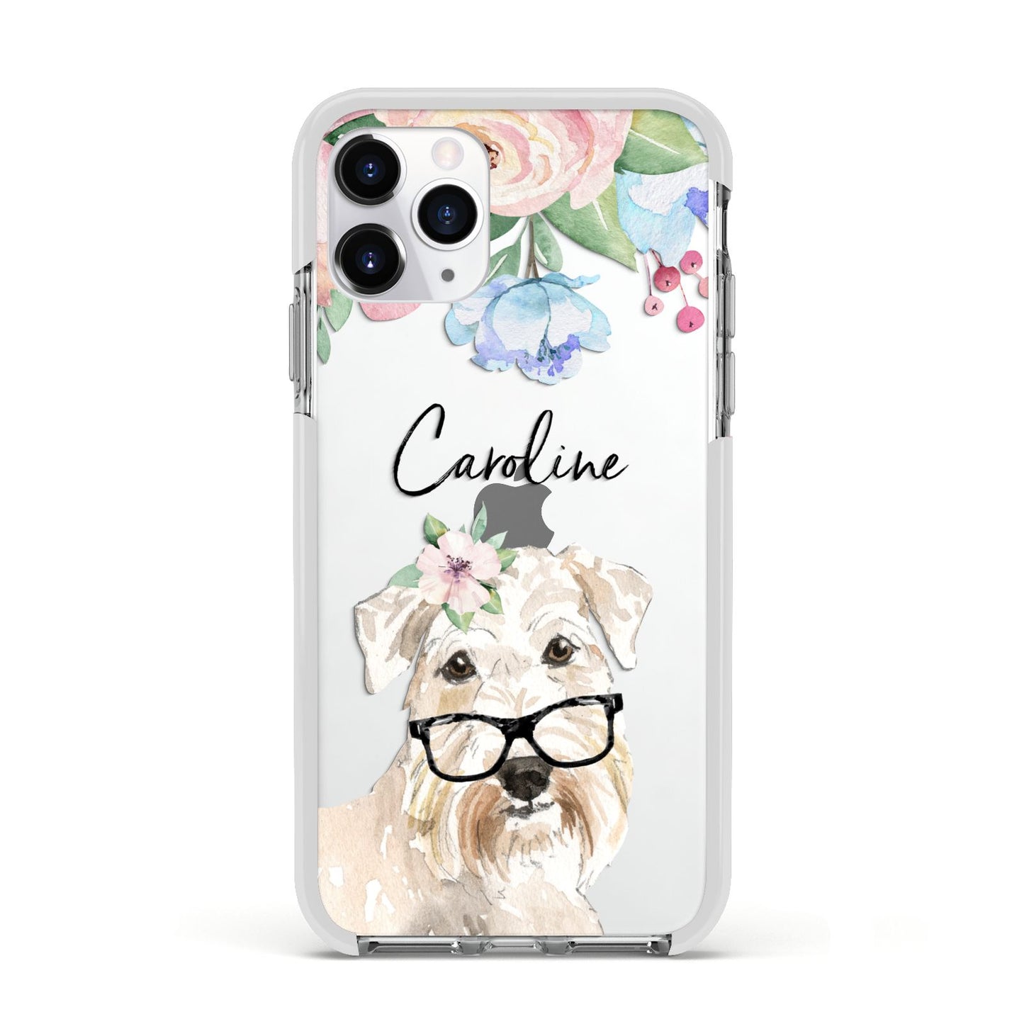 Personalised Wheaten Terrier Apple iPhone 11 Pro in Silver with White Impact Case