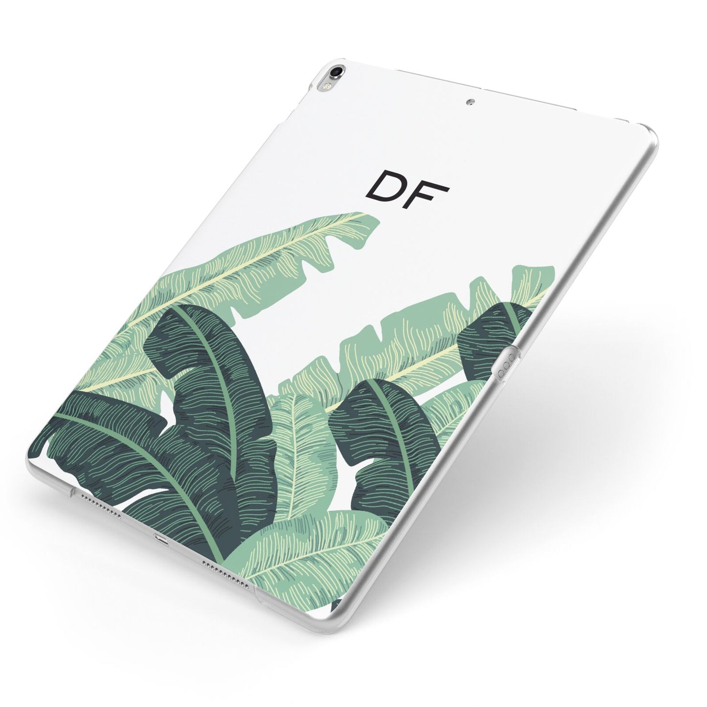 Personalised White Banana Leaf Apple iPad Case on Silver iPad Side View