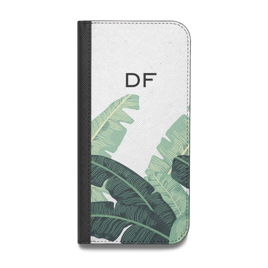 Personalised White Banana Leaf Vegan Leather Flip Samsung Case