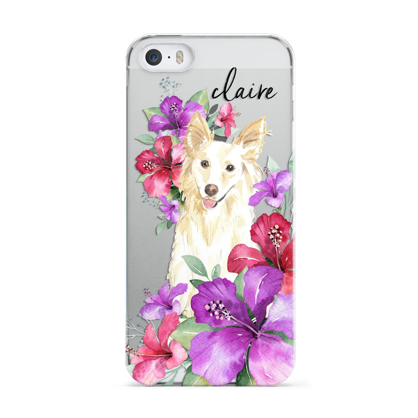 Personalised White Collie Apple iPhone 5 Case