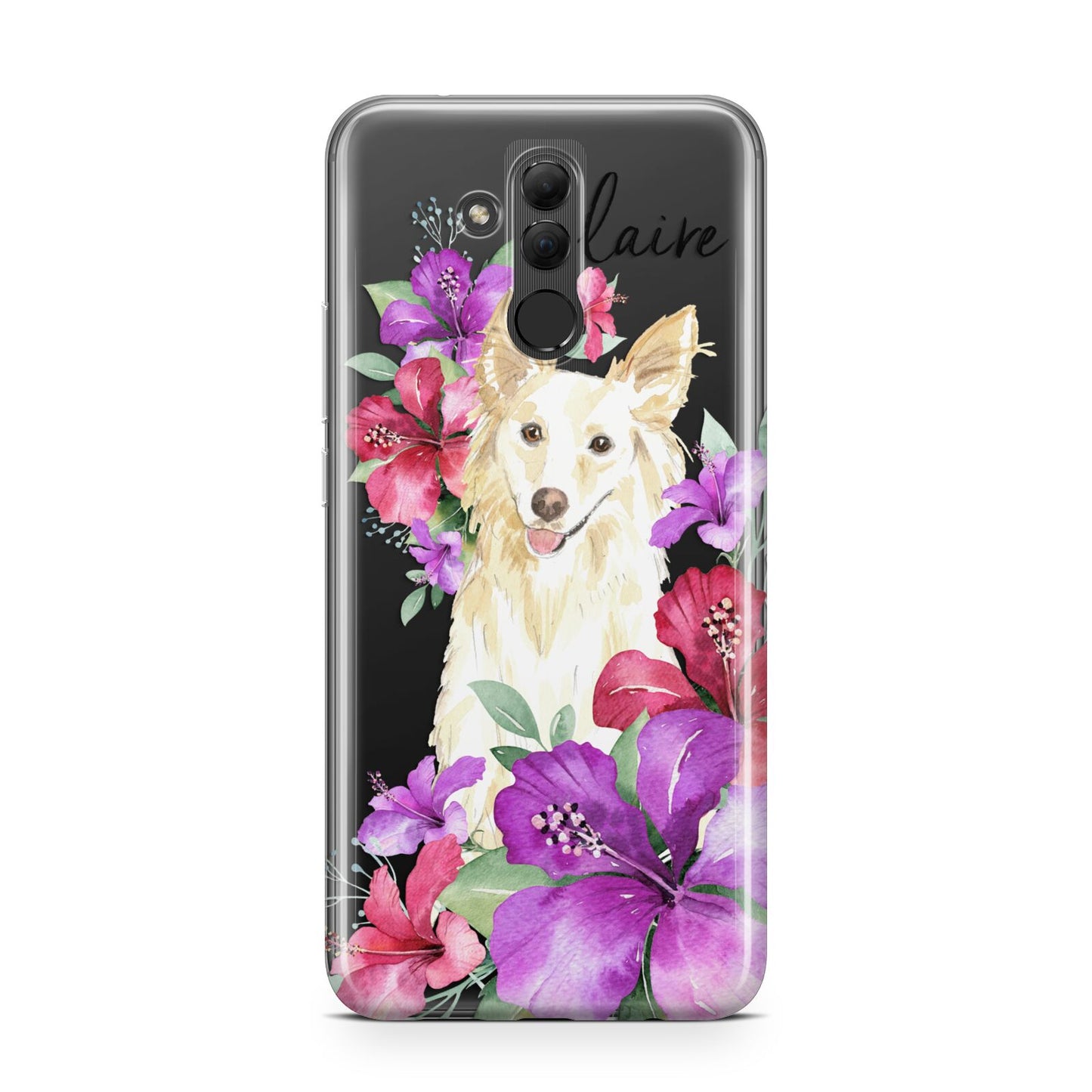 Personalised White Collie Huawei Mate 20 Lite