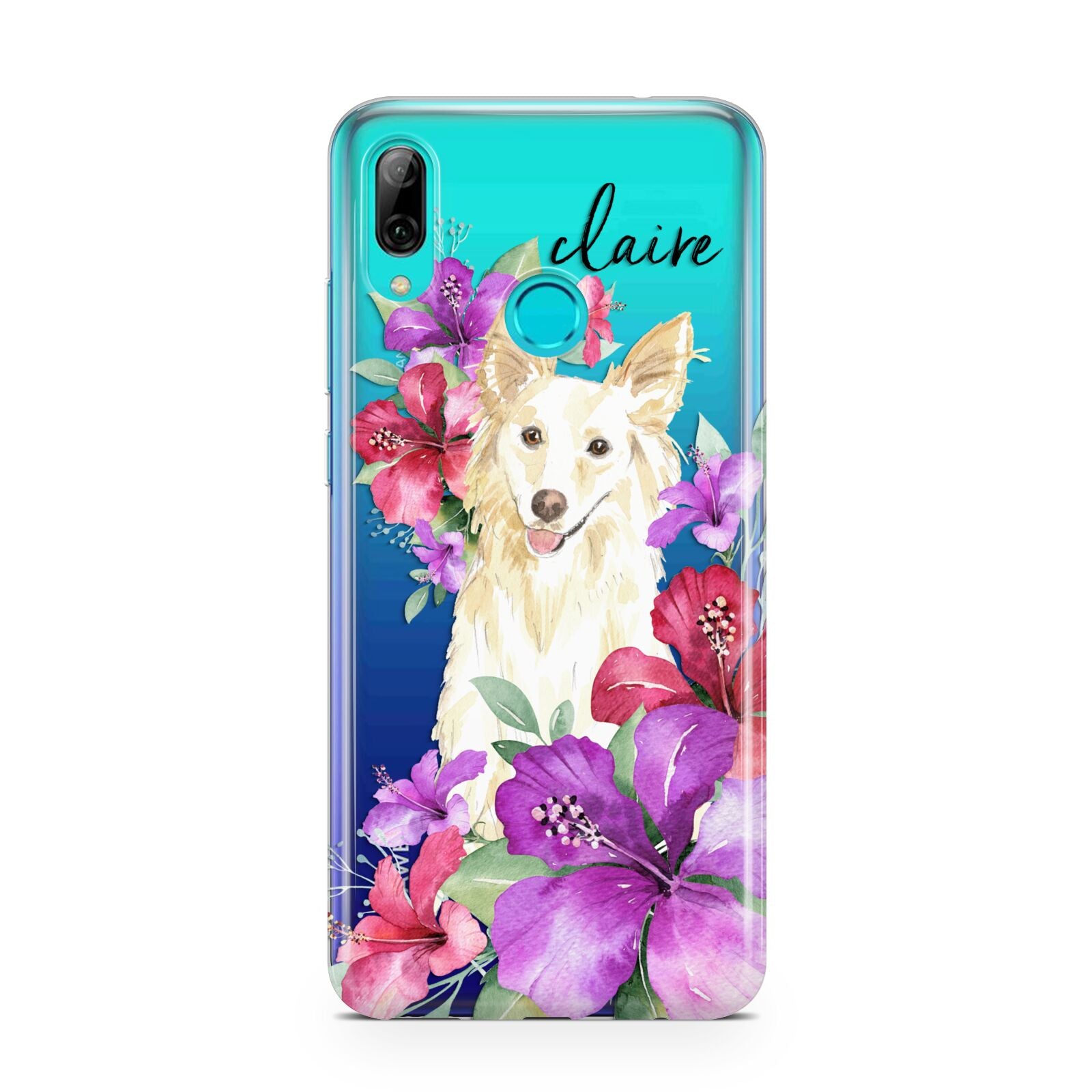 Personalised White Collie Huawei P Smart 2019 Case