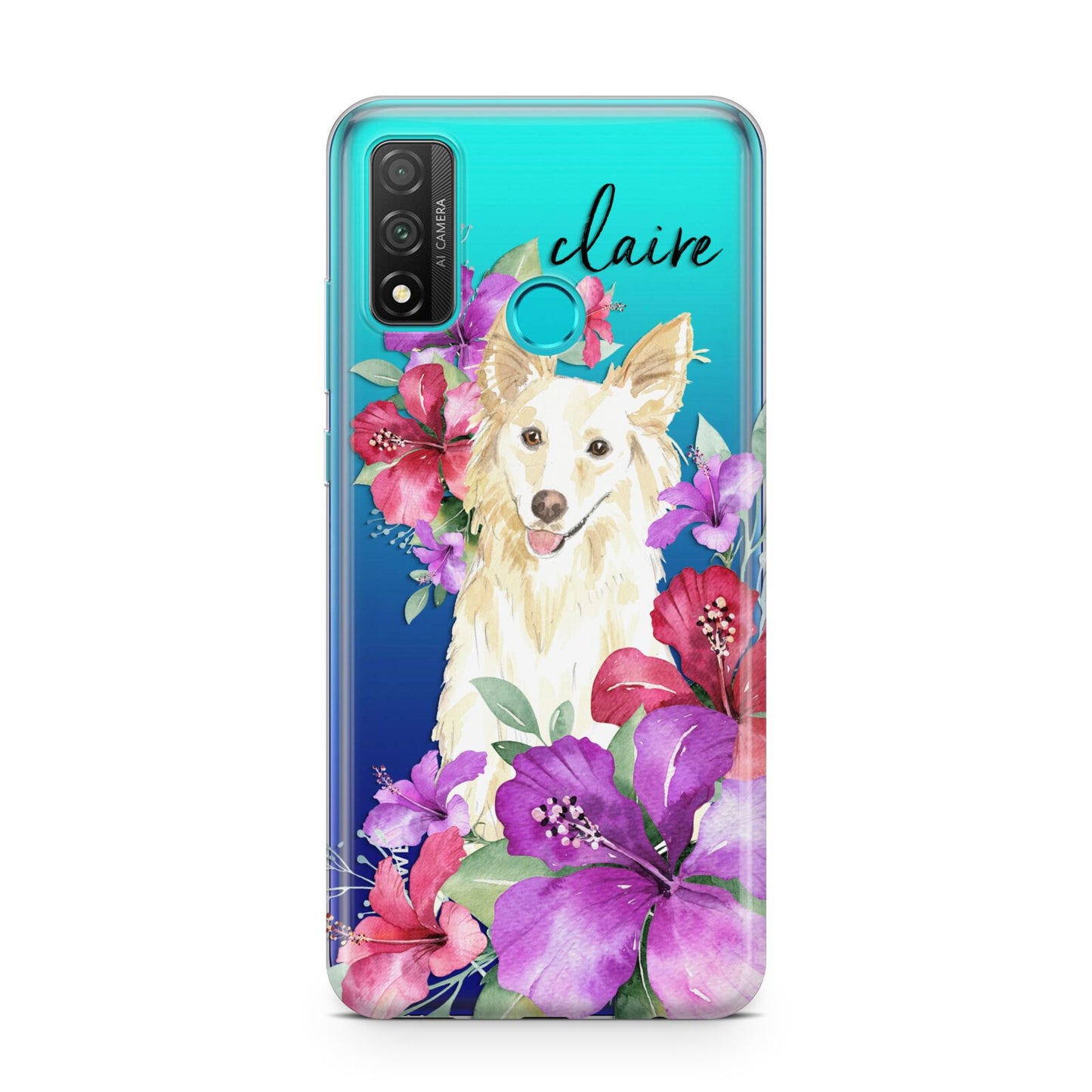 Personalised White Collie Huawei P Smart 2020