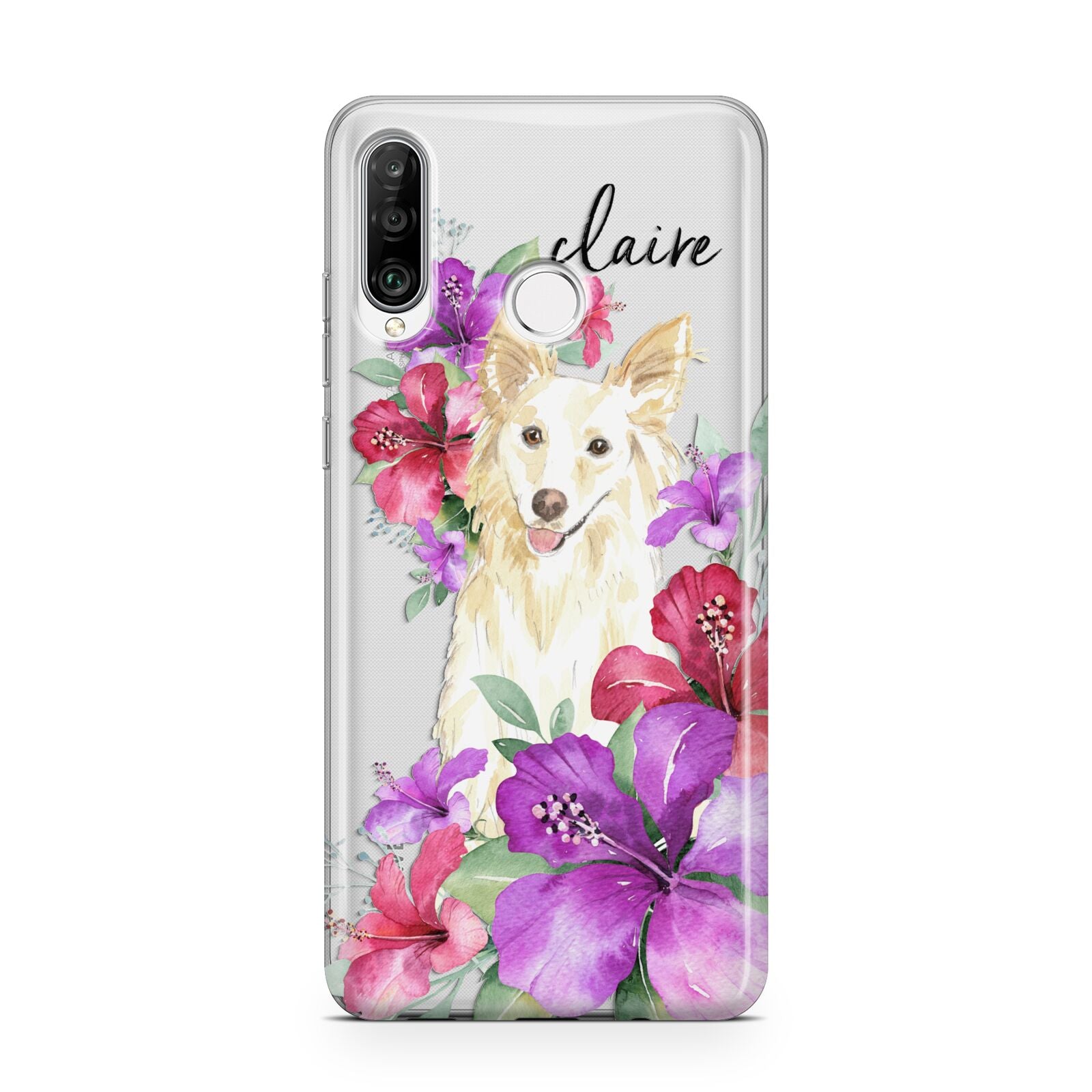 Personalised White Collie Huawei P30 Lite Phone Case