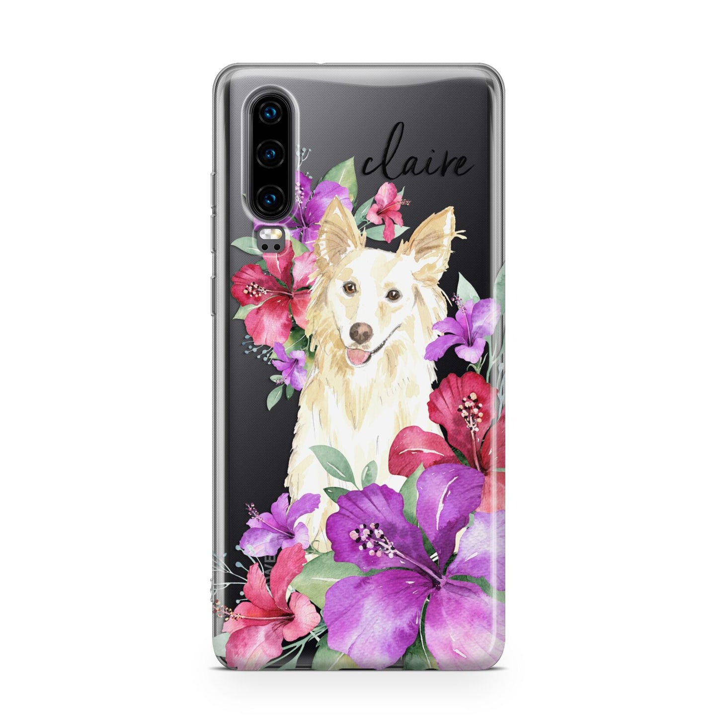 Personalised White Collie Huawei P30 Phone Case