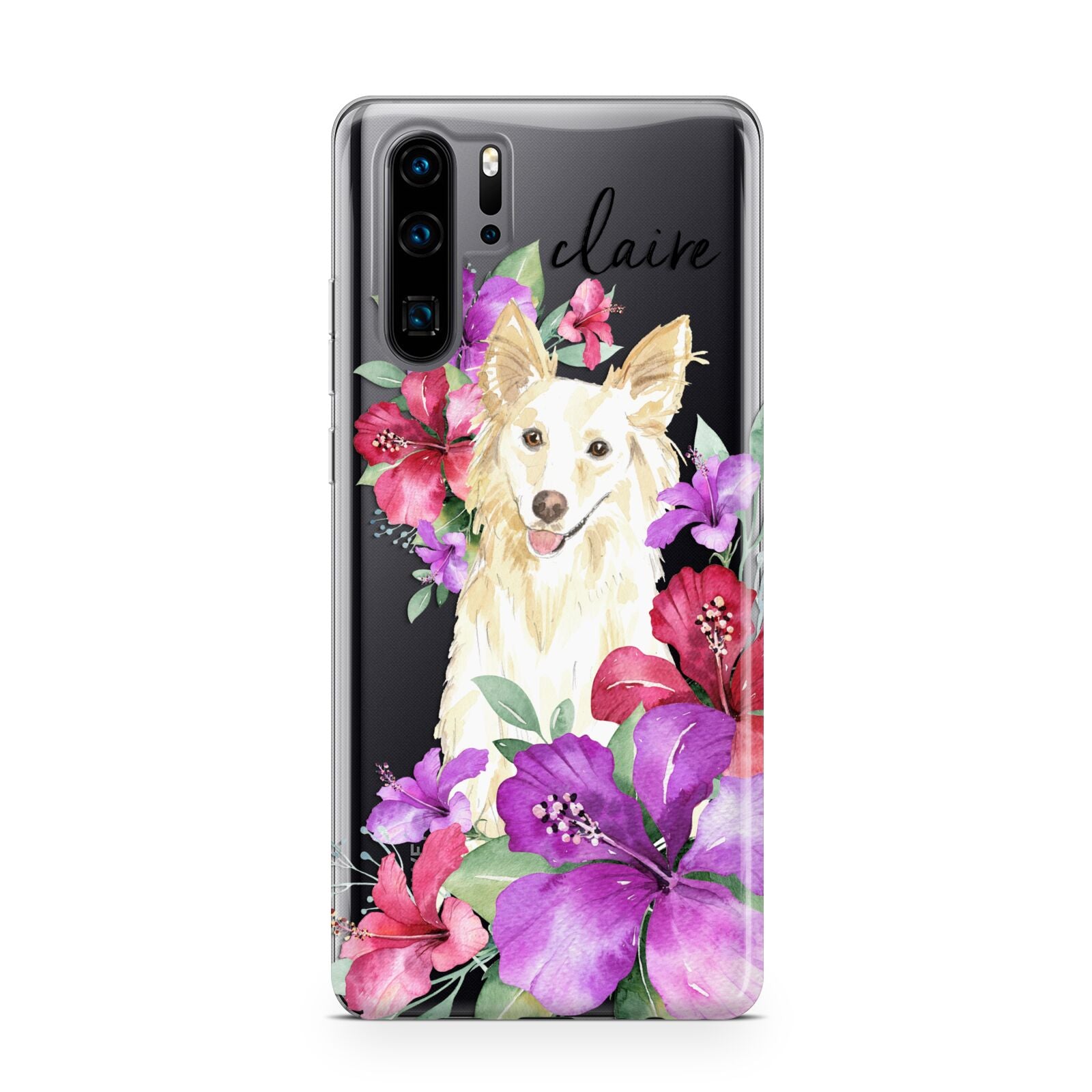 Personalised White Collie Huawei P30 Pro Phone Case