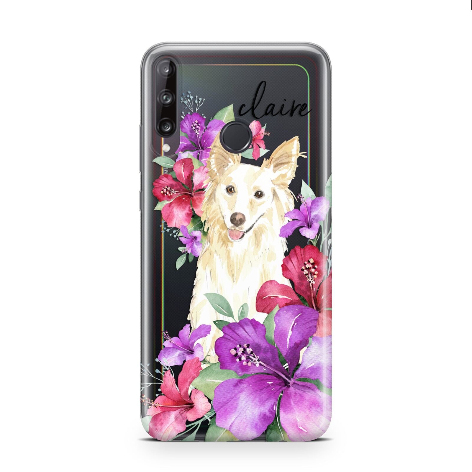 Personalised White Collie Huawei P40 Lite E Phone Case