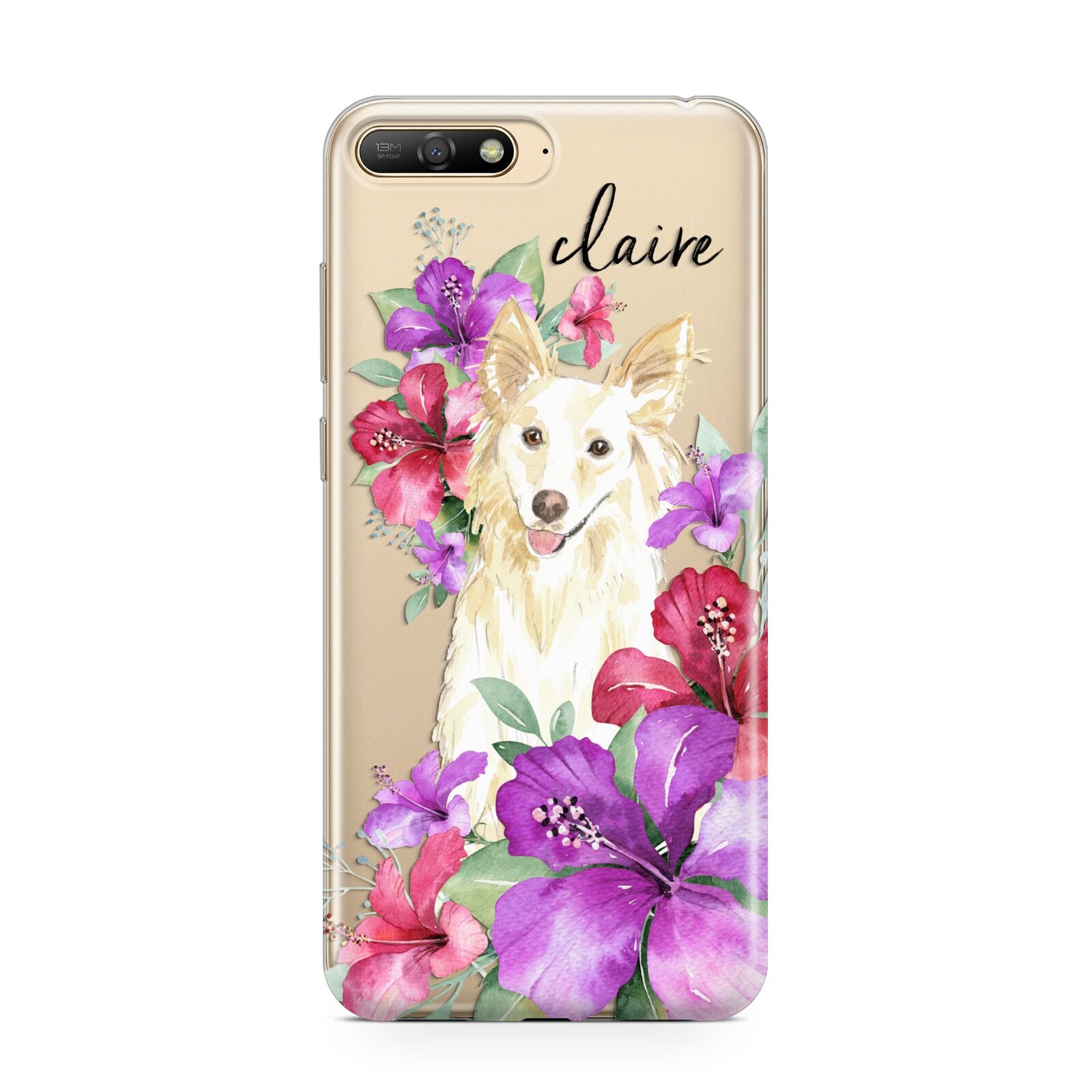 Personalised White Collie Huawei Y6 2018