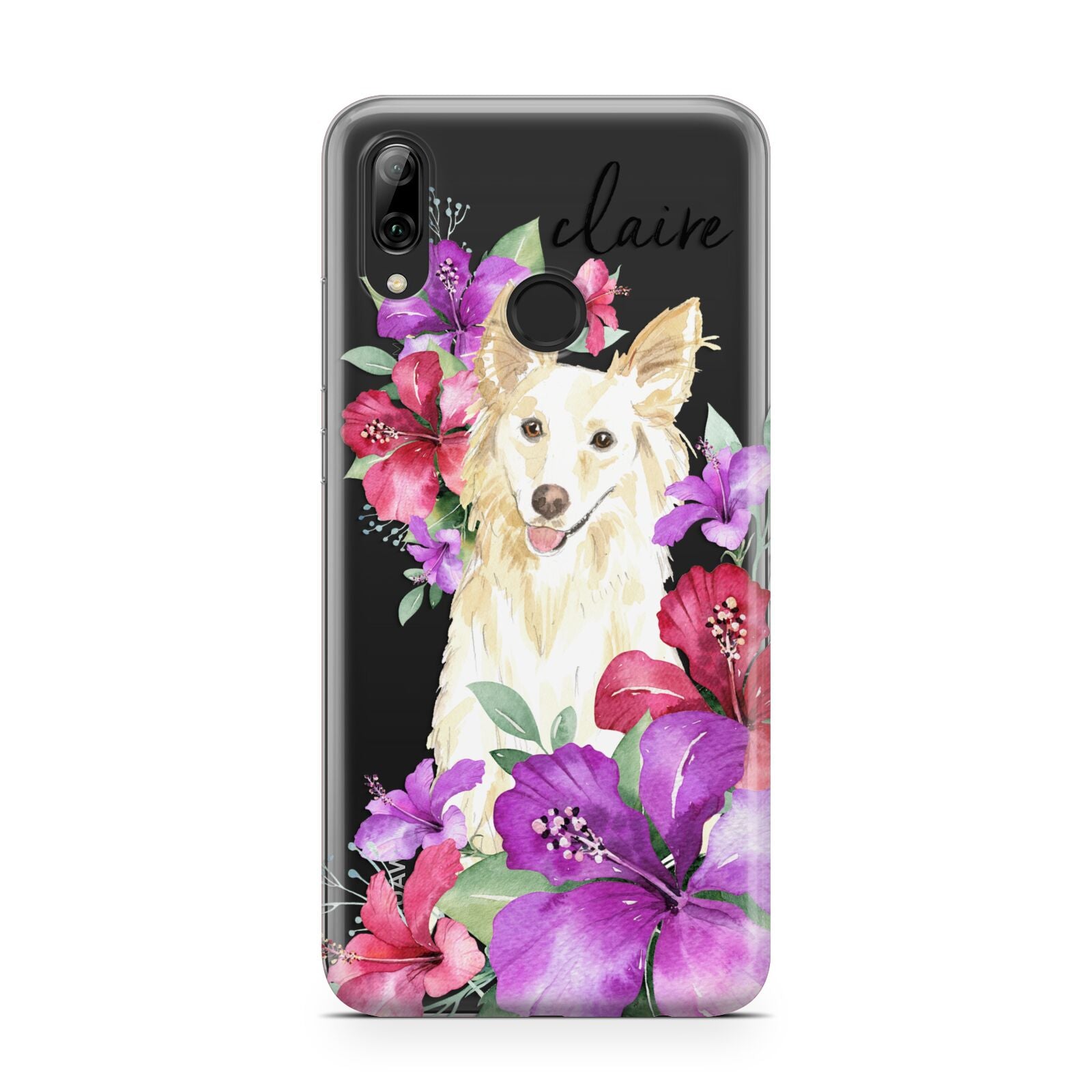 Personalised White Collie Huawei Y7 2019