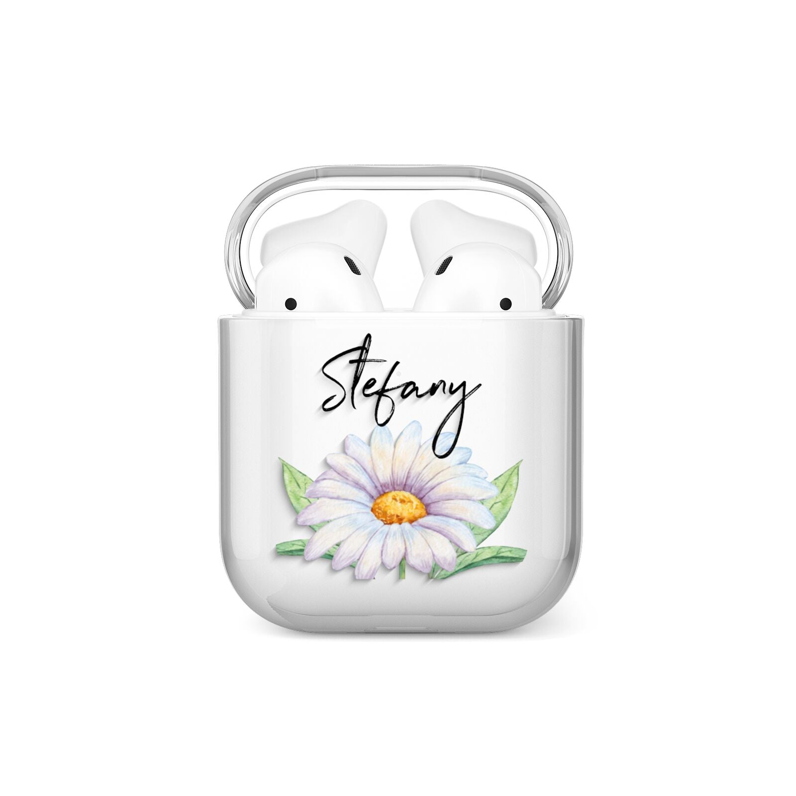 Personalised White Daisy AirPods Case