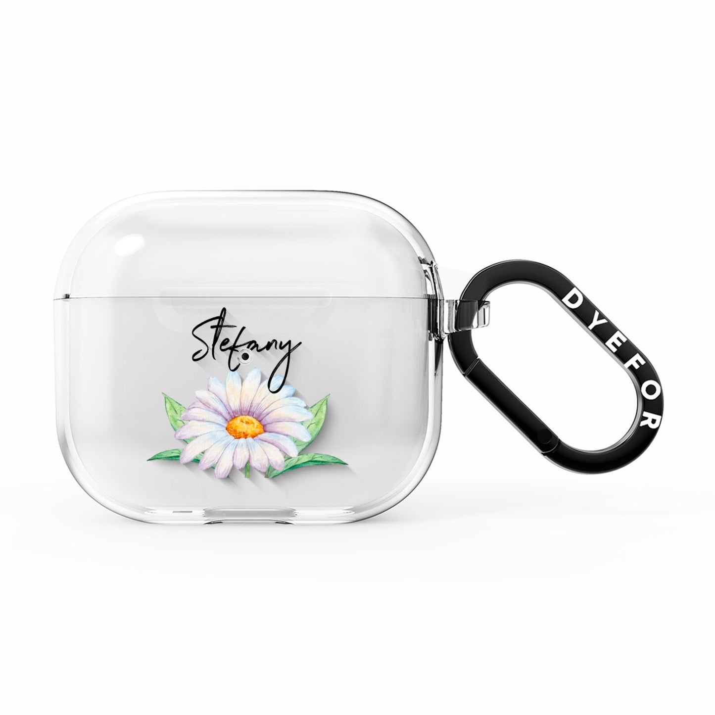 Personalised White Daisy AirPods Clear Case 3rd Gen