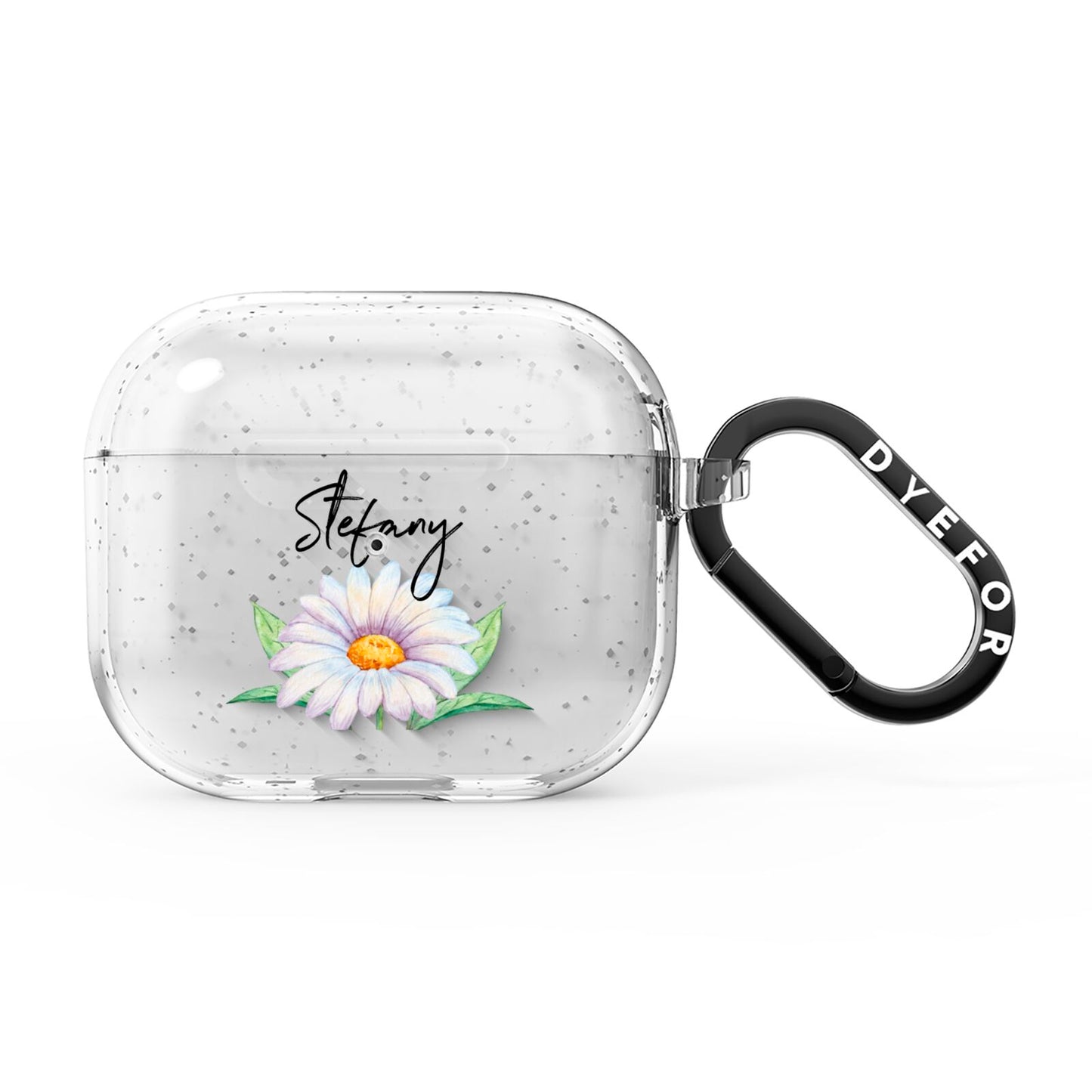 Personalised White Daisy AirPods Glitter Case 3rd Gen
