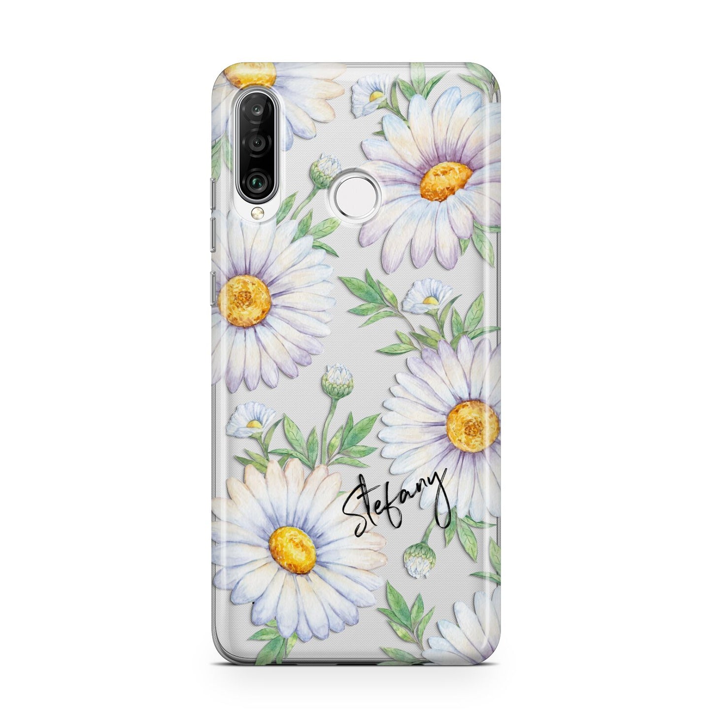 Personalised White Daisy Huawei P30 Lite Phone Case