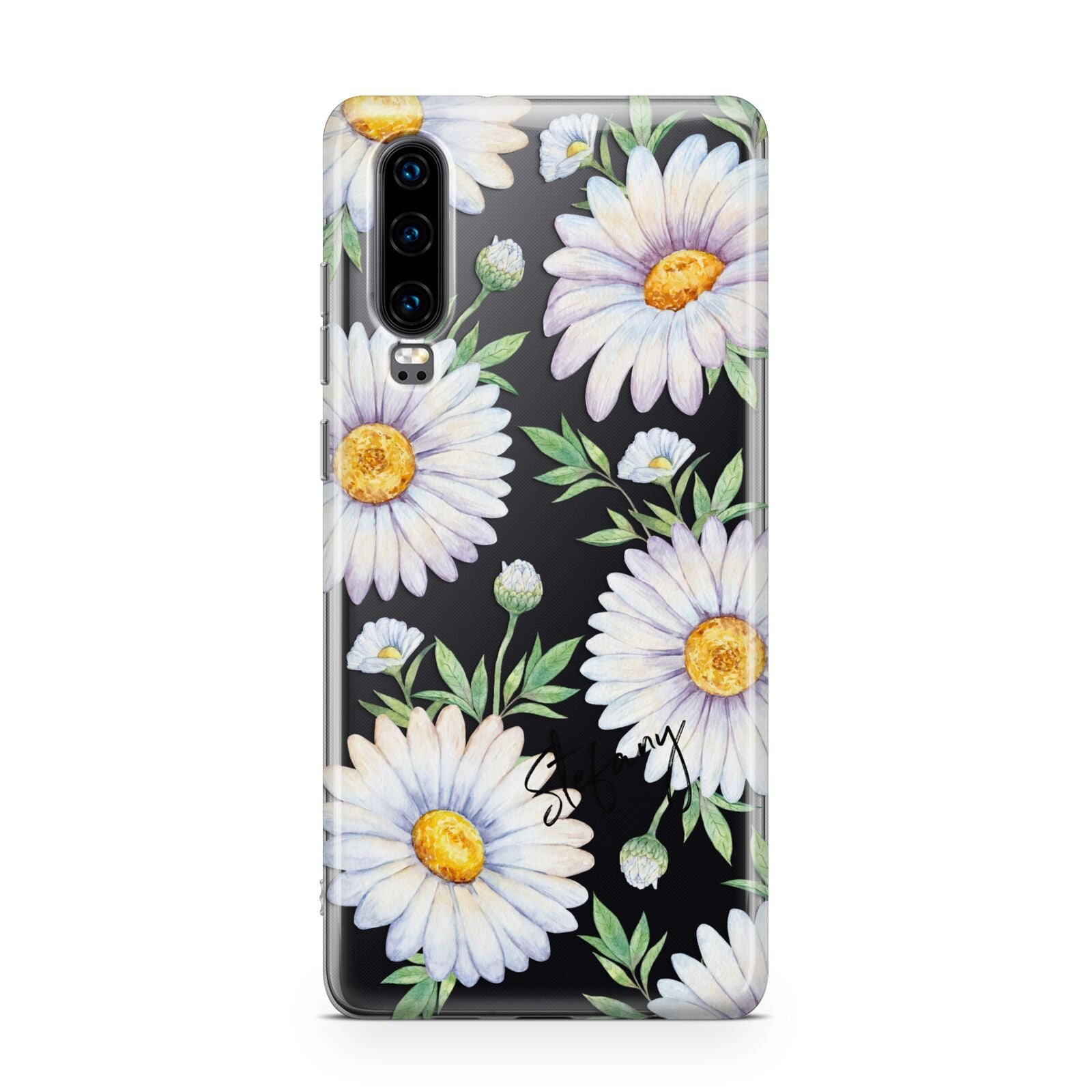 Personalised White Daisy Huawei P30 Phone Case