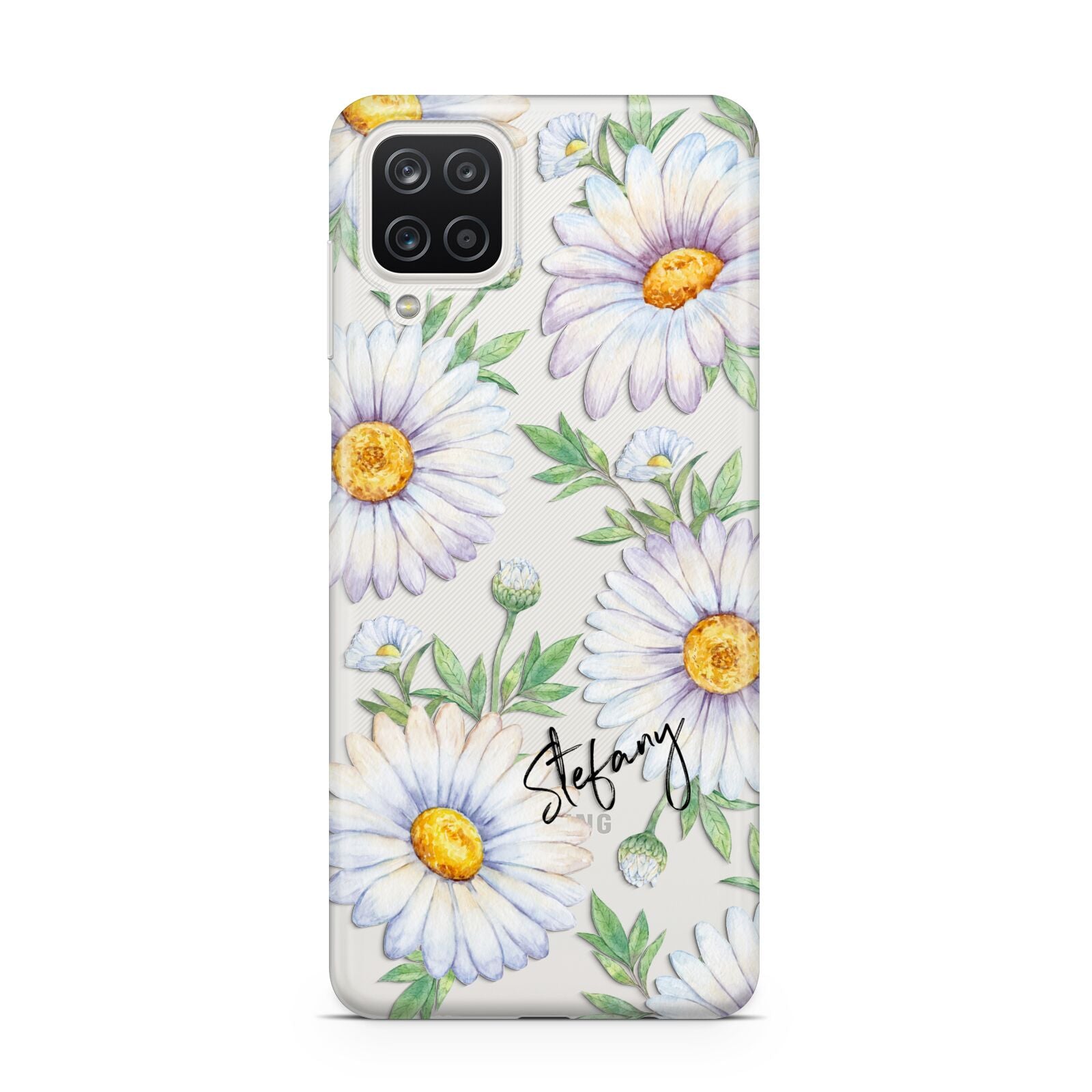 Personalised White Daisy Samsung A12 Case