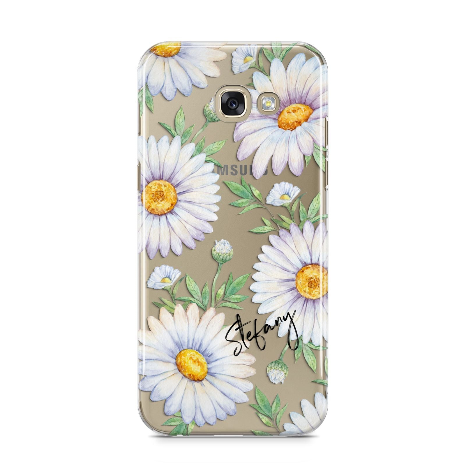 Personalised White Daisy Samsung Galaxy A5 2017 Case on gold phone