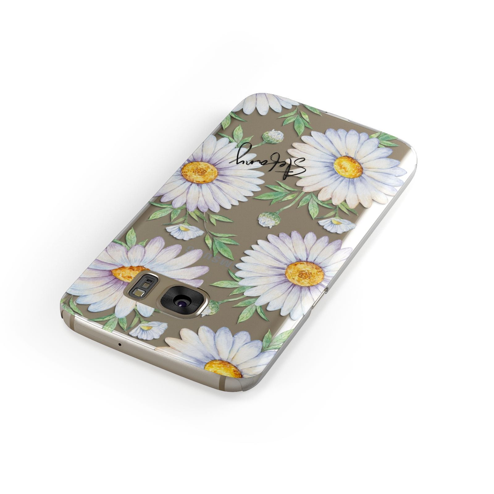 Personalised White Daisy Samsung Galaxy Case Front Close Up