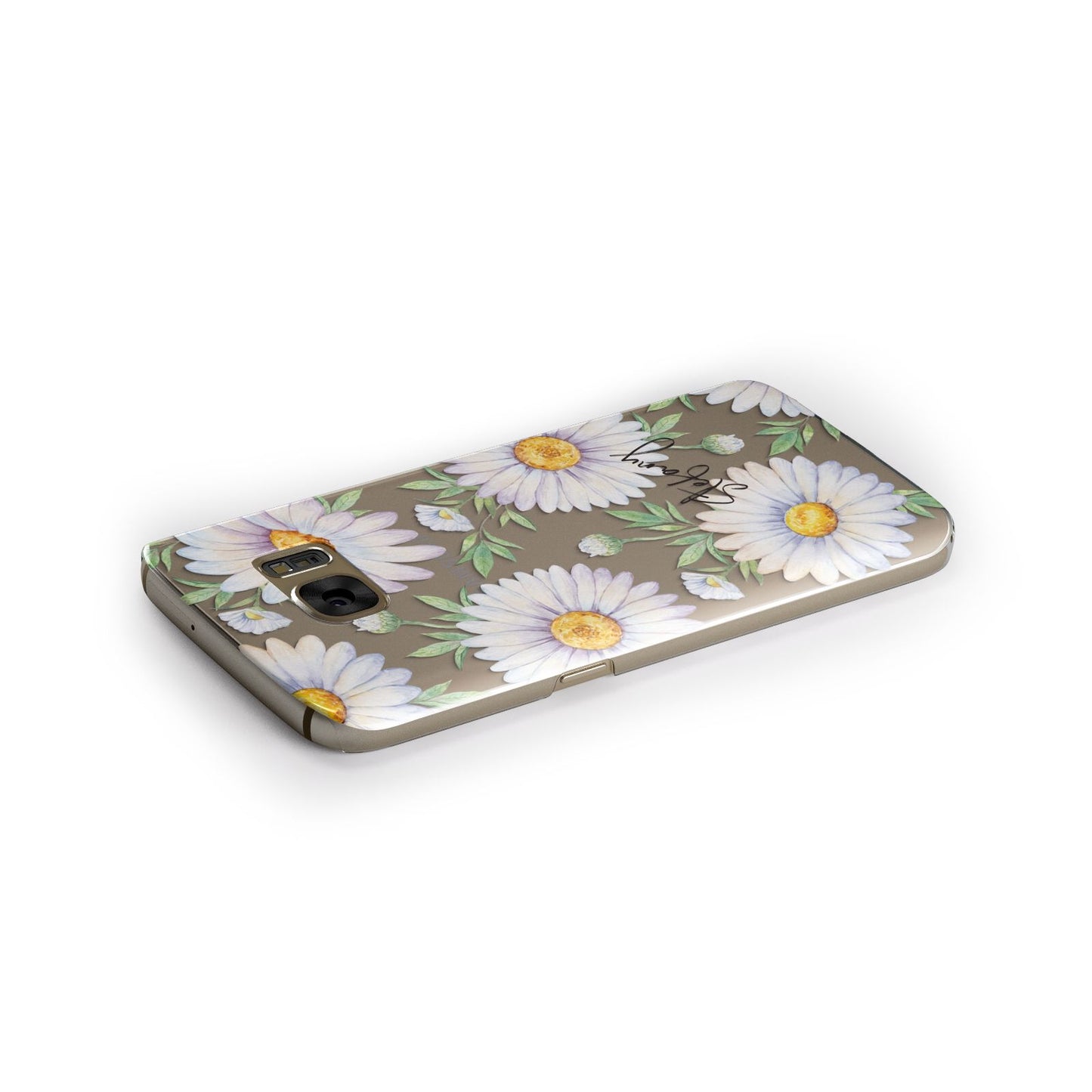 Personalised White Daisy Samsung Galaxy Case Side Close Up