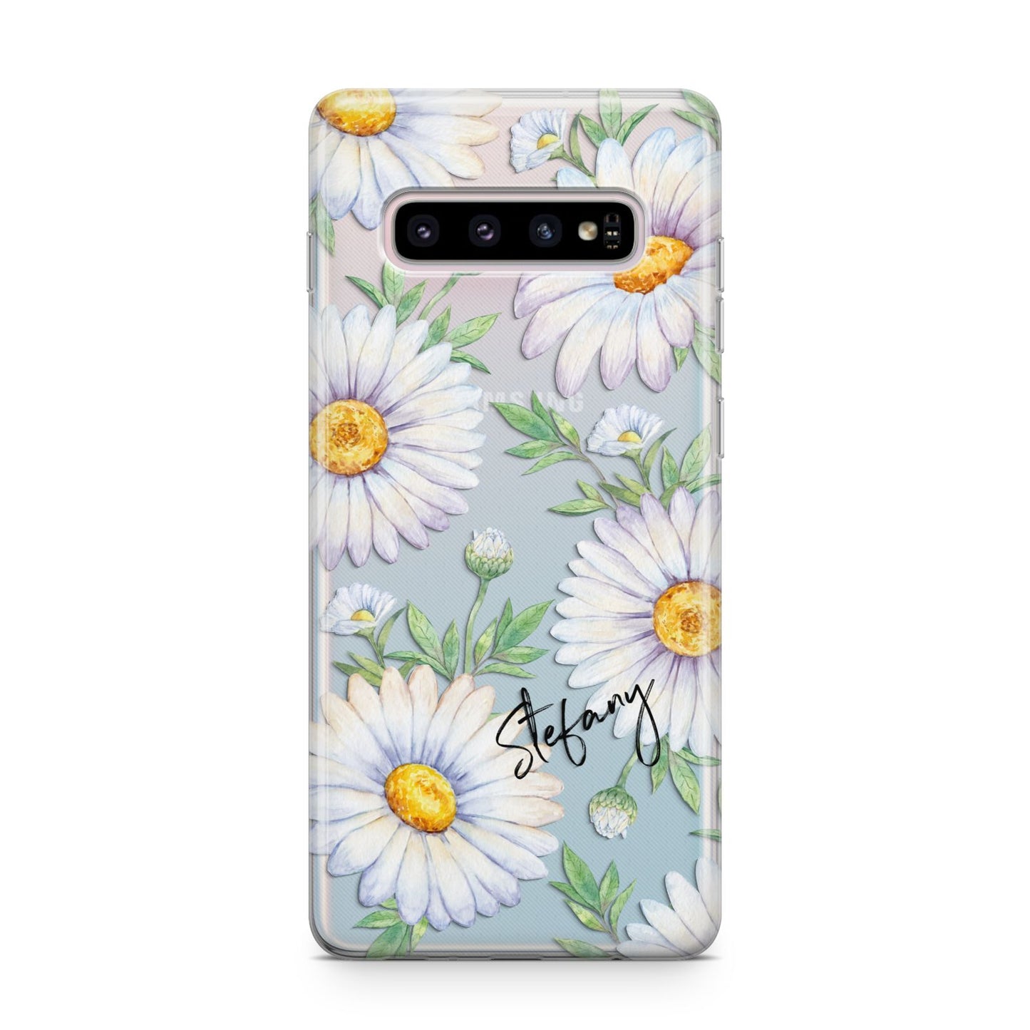 Personalised White Daisy Samsung Galaxy S10 Plus Case