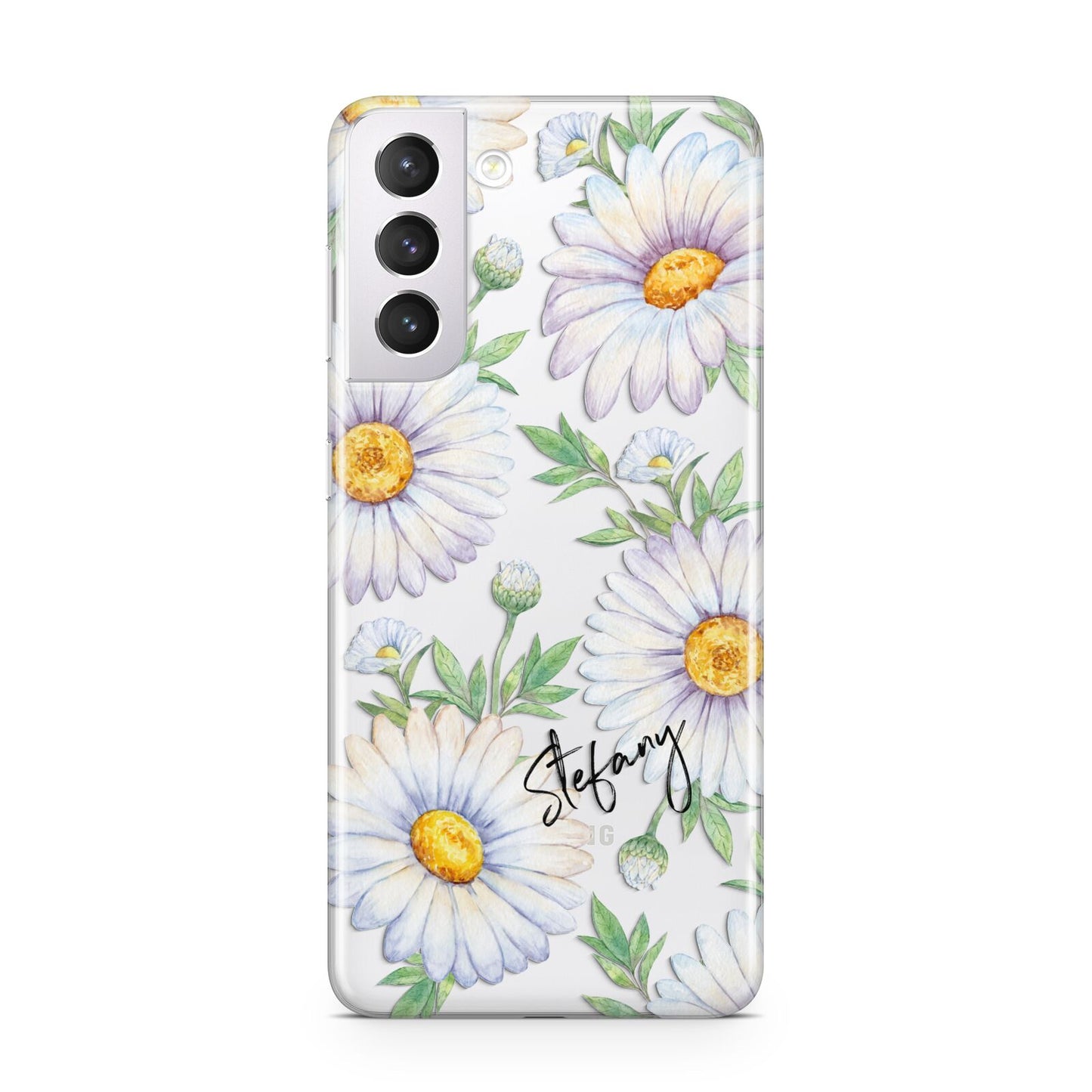 Personalised White Daisy Samsung S21 Case