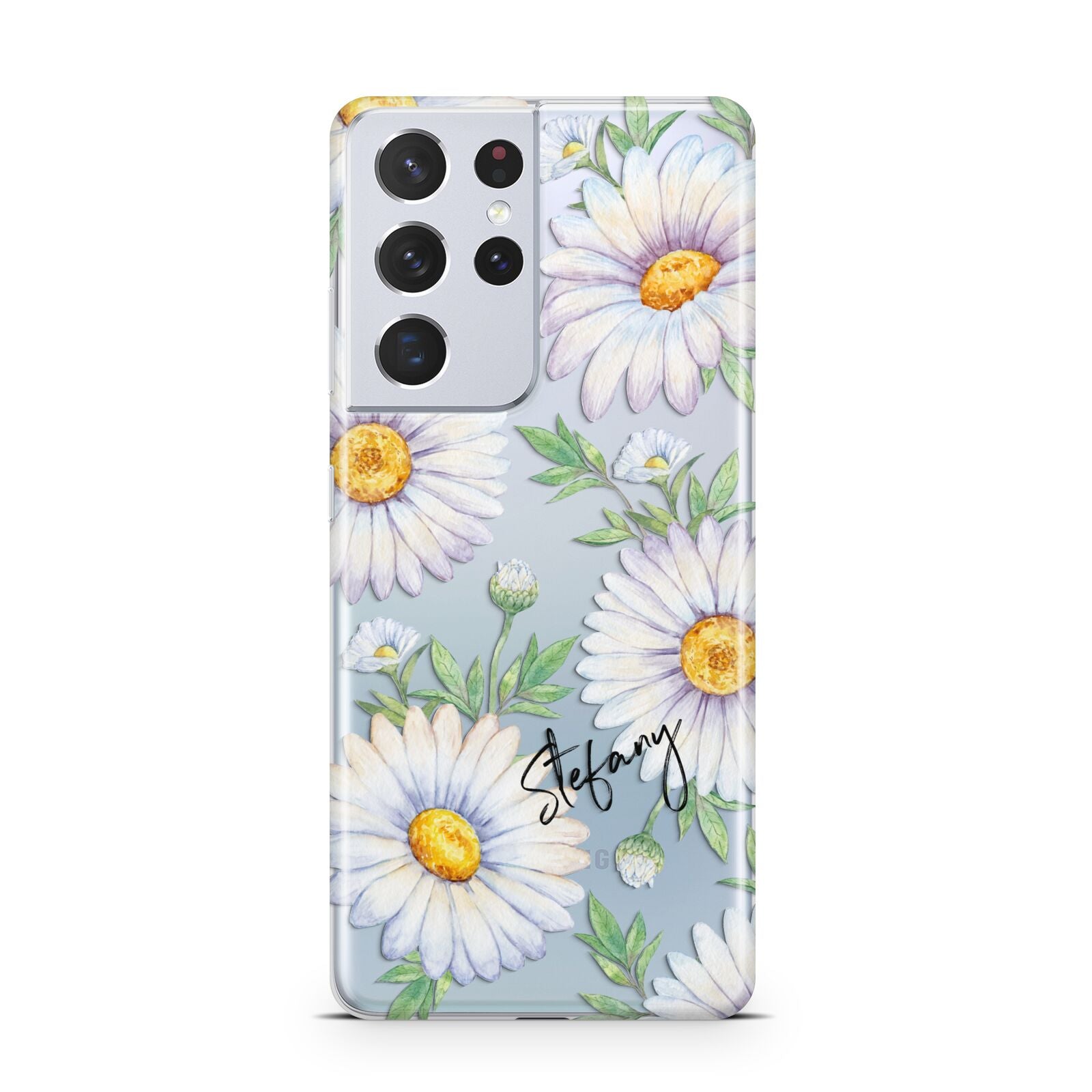 Personalised White Daisy Samsung S21 Ultra Case