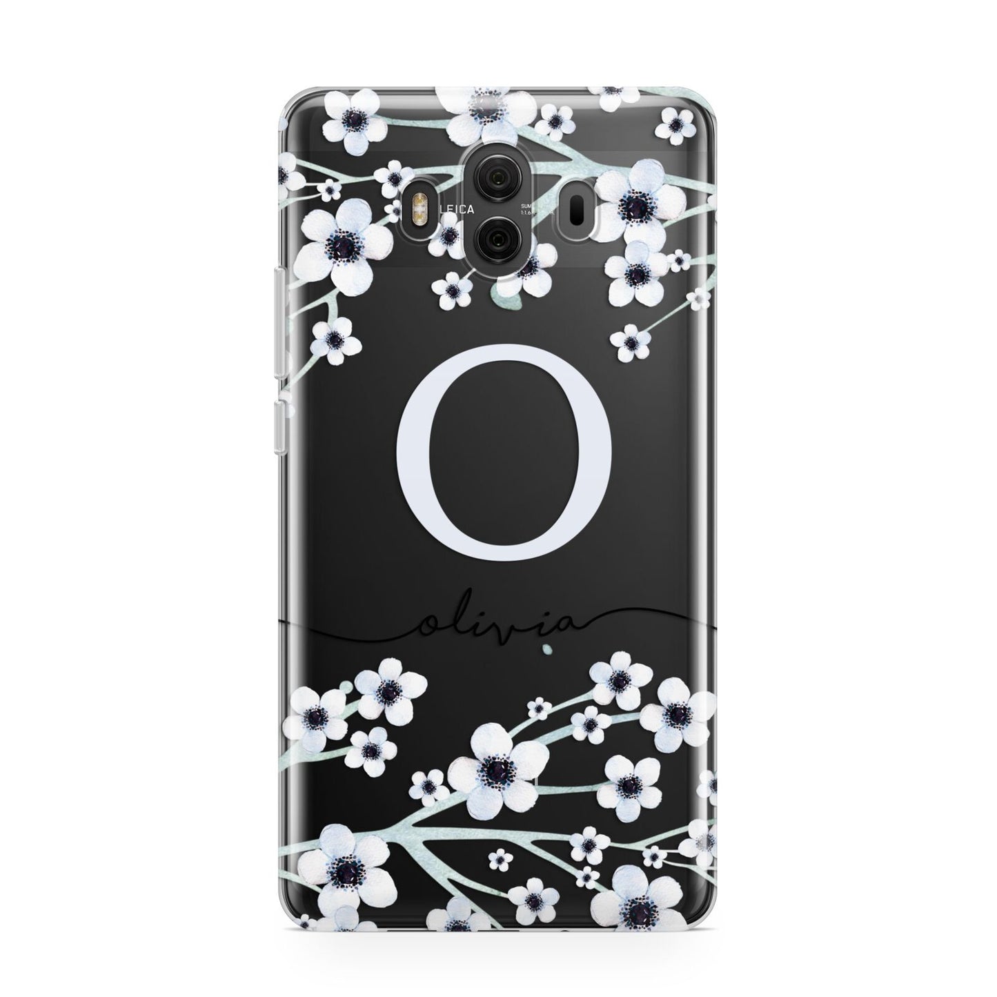 Personalised White Flower Huawei Mate 10 Protective Phone Case