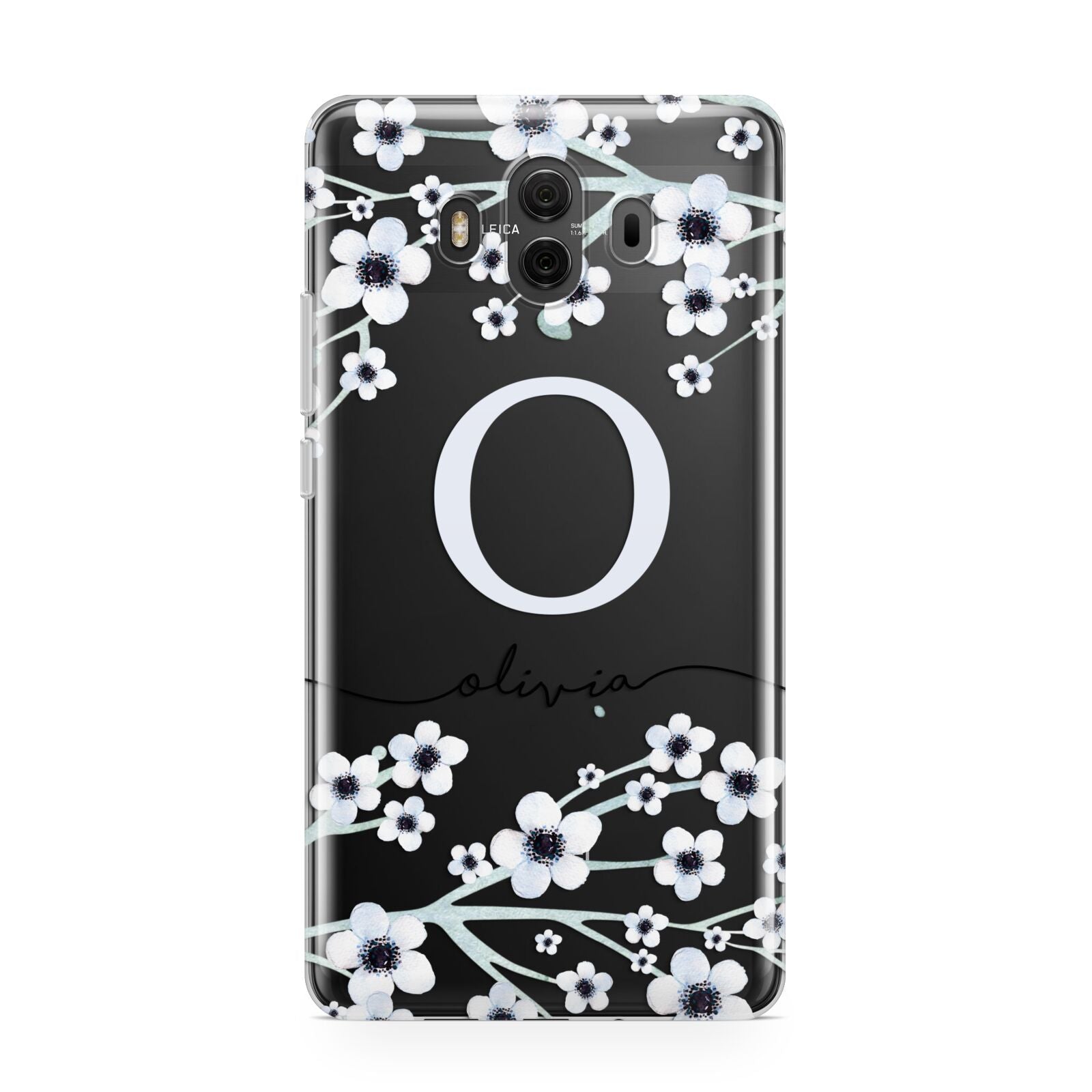 Personalised White Flower Huawei Mate 10 Protective Phone Case