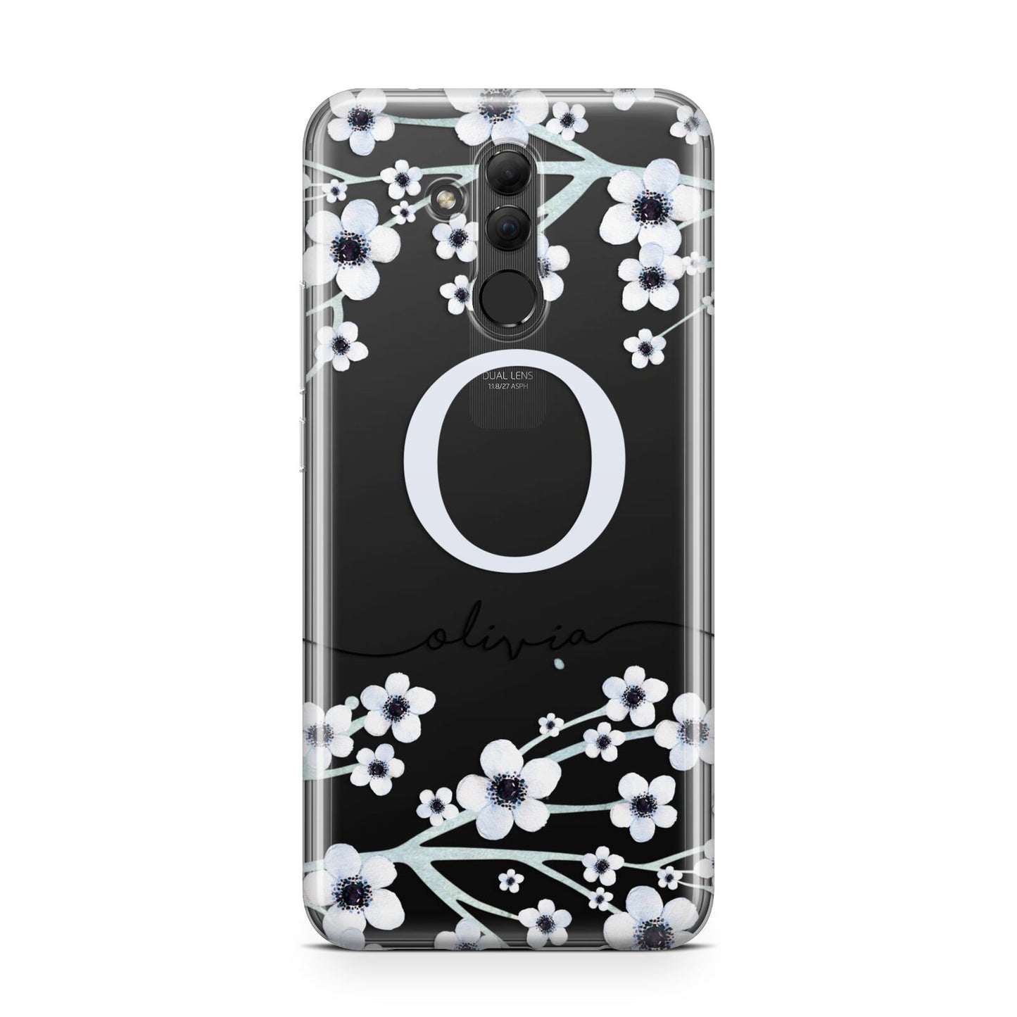 Personalised White Flower Huawei Mate 20 Lite