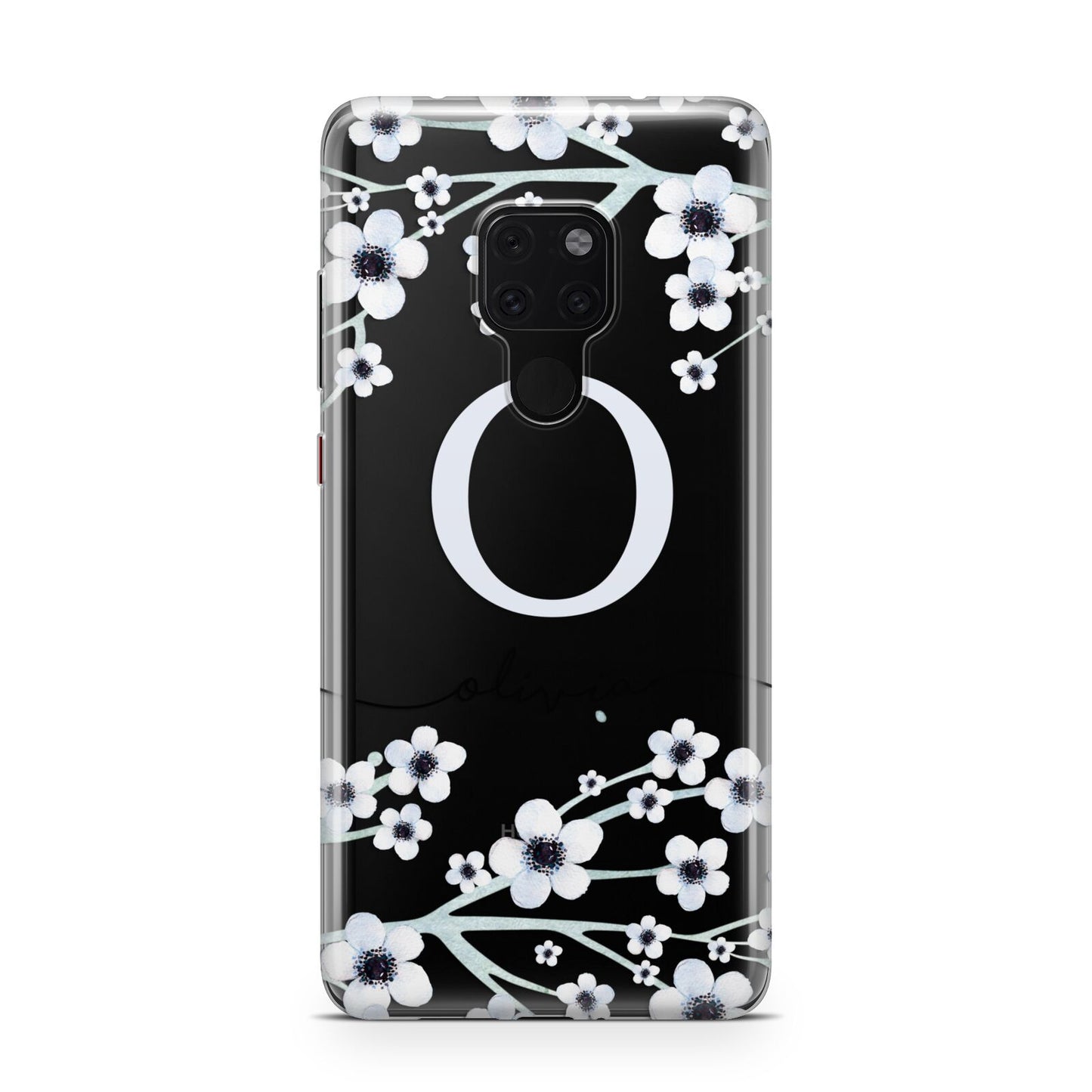 Personalised White Flower Huawei Mate 20 Phone Case