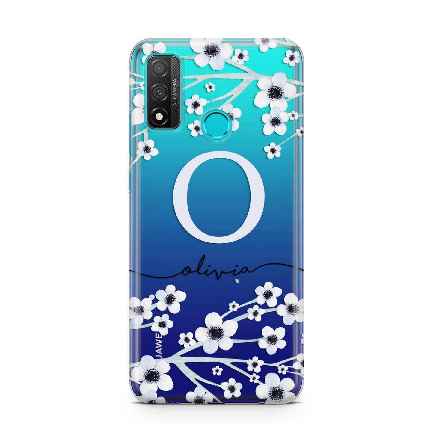 Personalised White Flower Huawei P Smart 2020