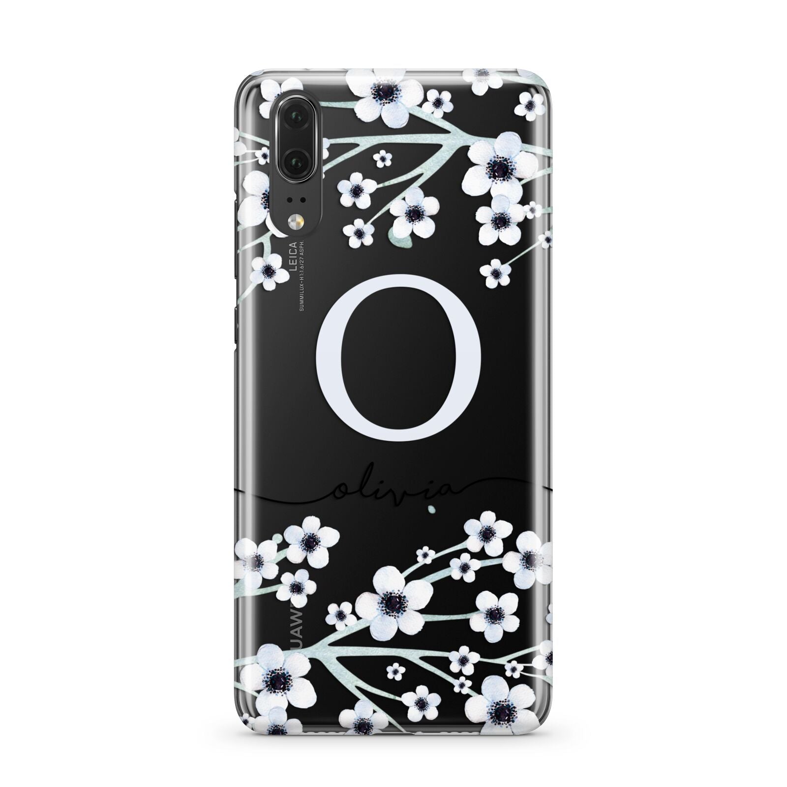 Personalised White Flower Huawei P20 Phone Case