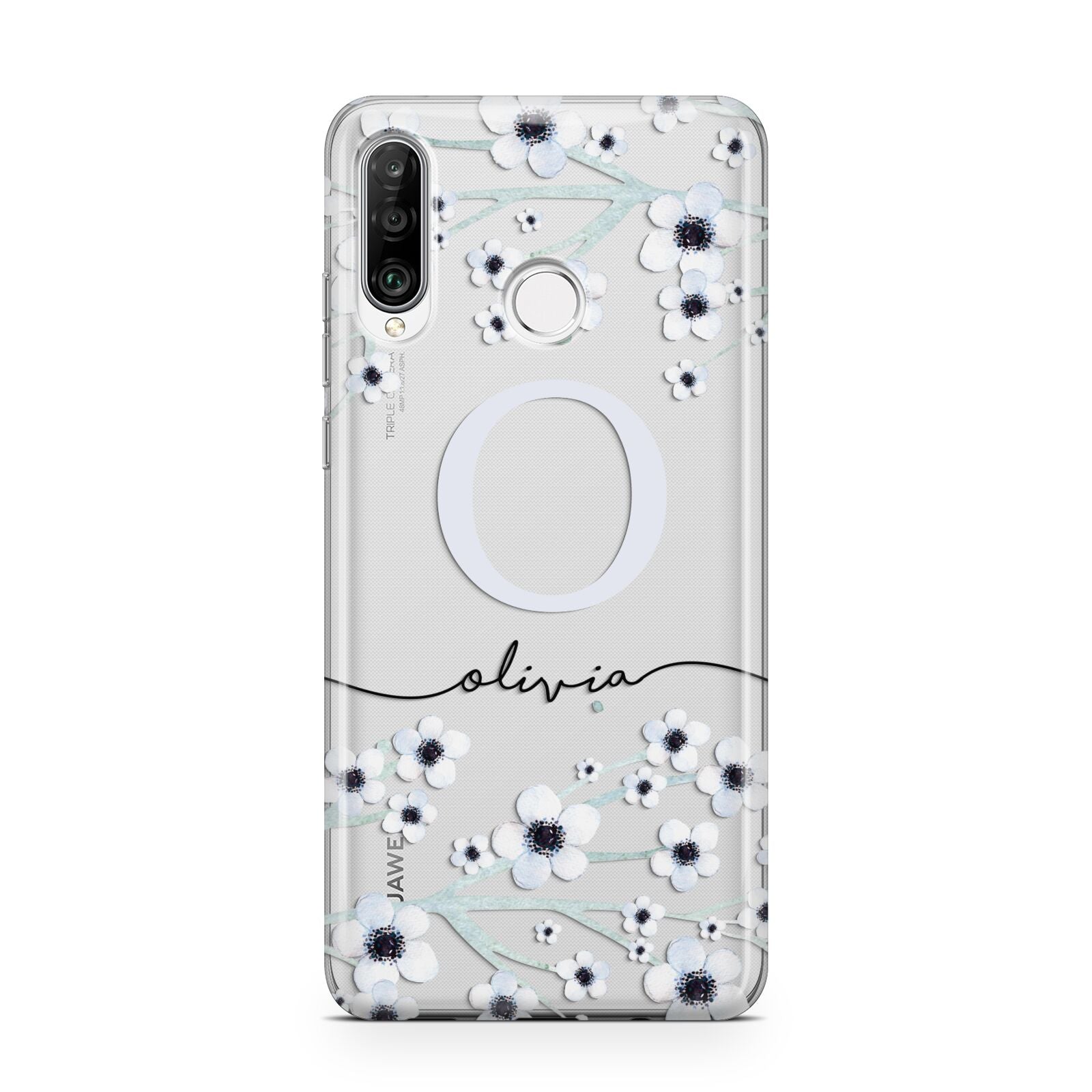 Personalised White Flower Huawei P30 Lite Phone Case