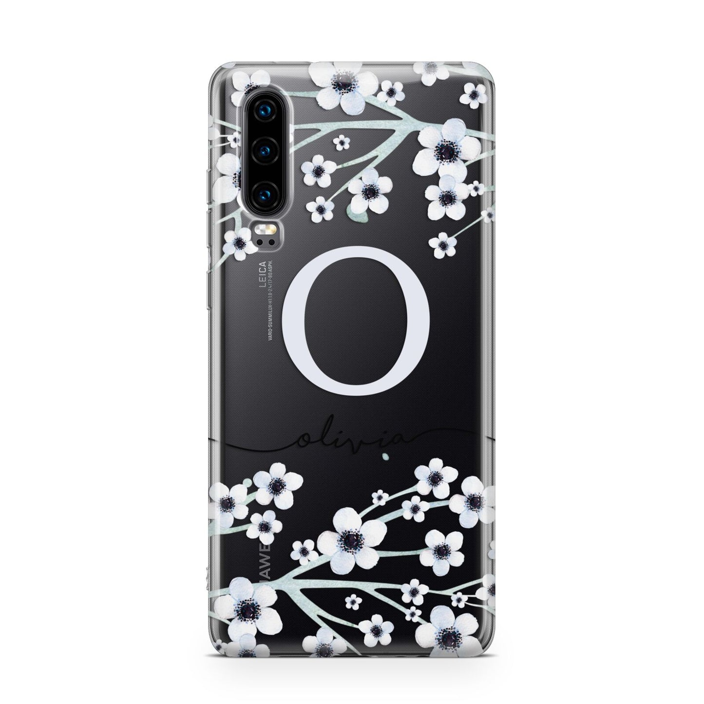 Personalised White Flower Huawei P30 Phone Case