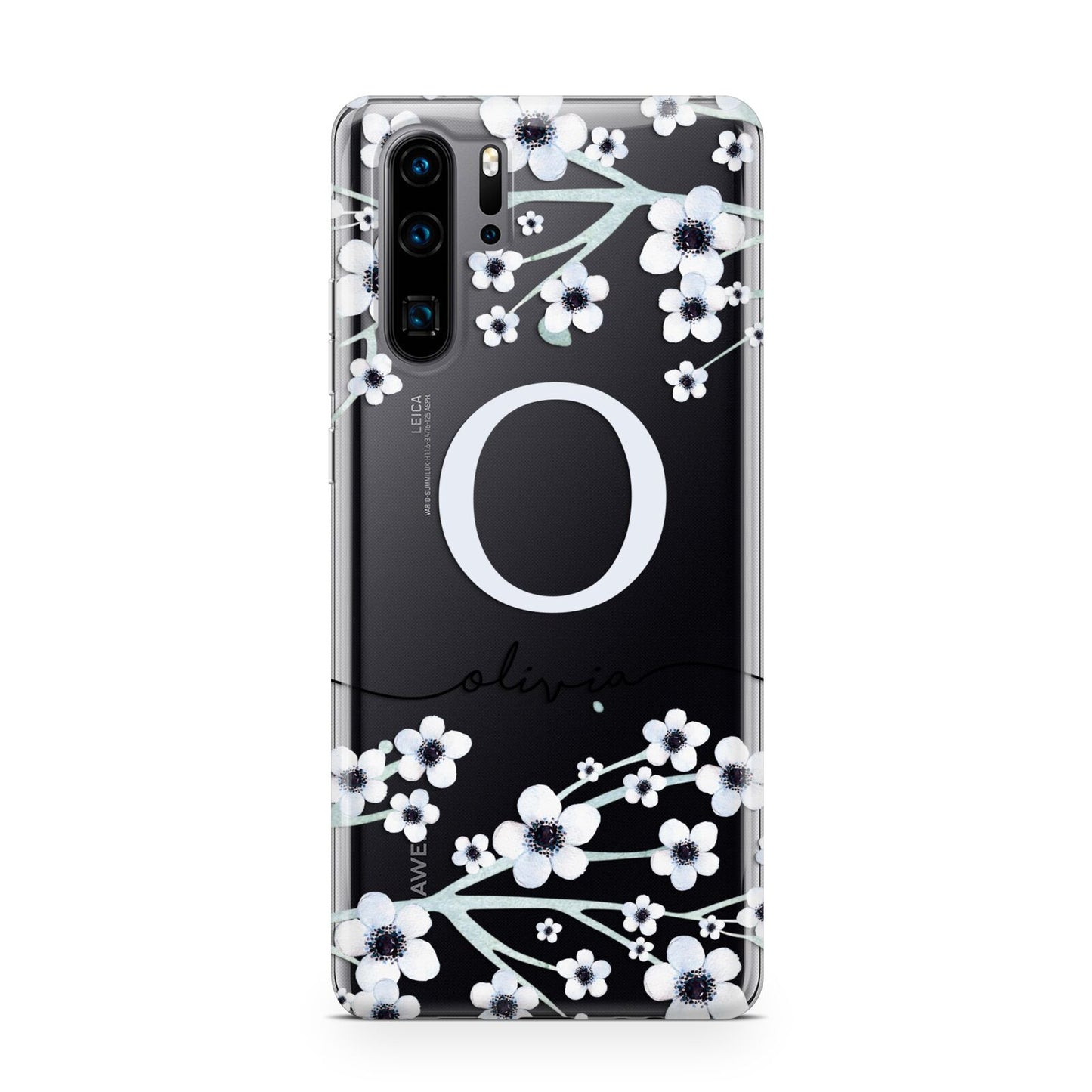 Personalised White Flower Huawei P30 Pro Phone Case