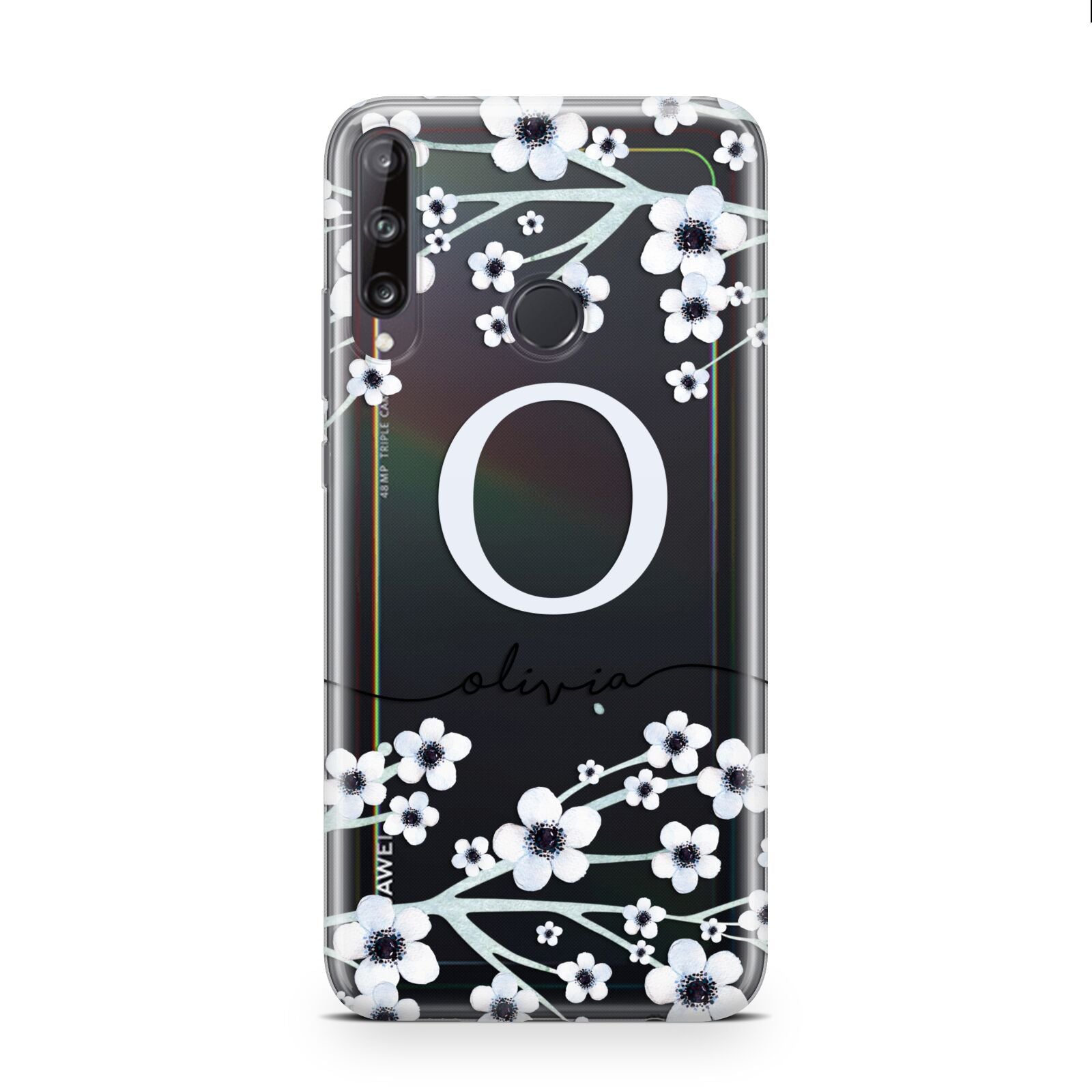 Personalised White Flower Huawei P40 Lite E Phone Case