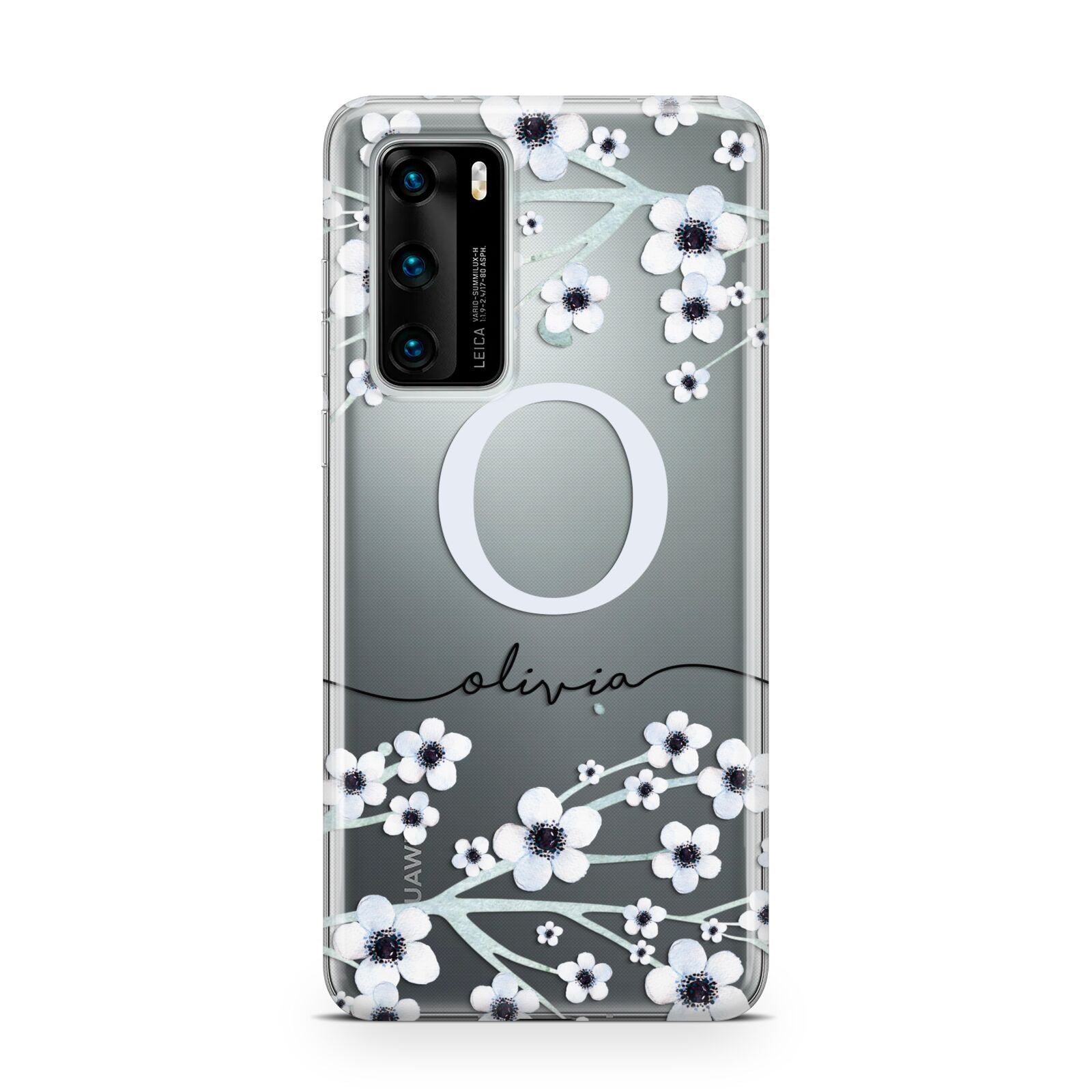 Personalised White Flower Huawei P40 Phone Case