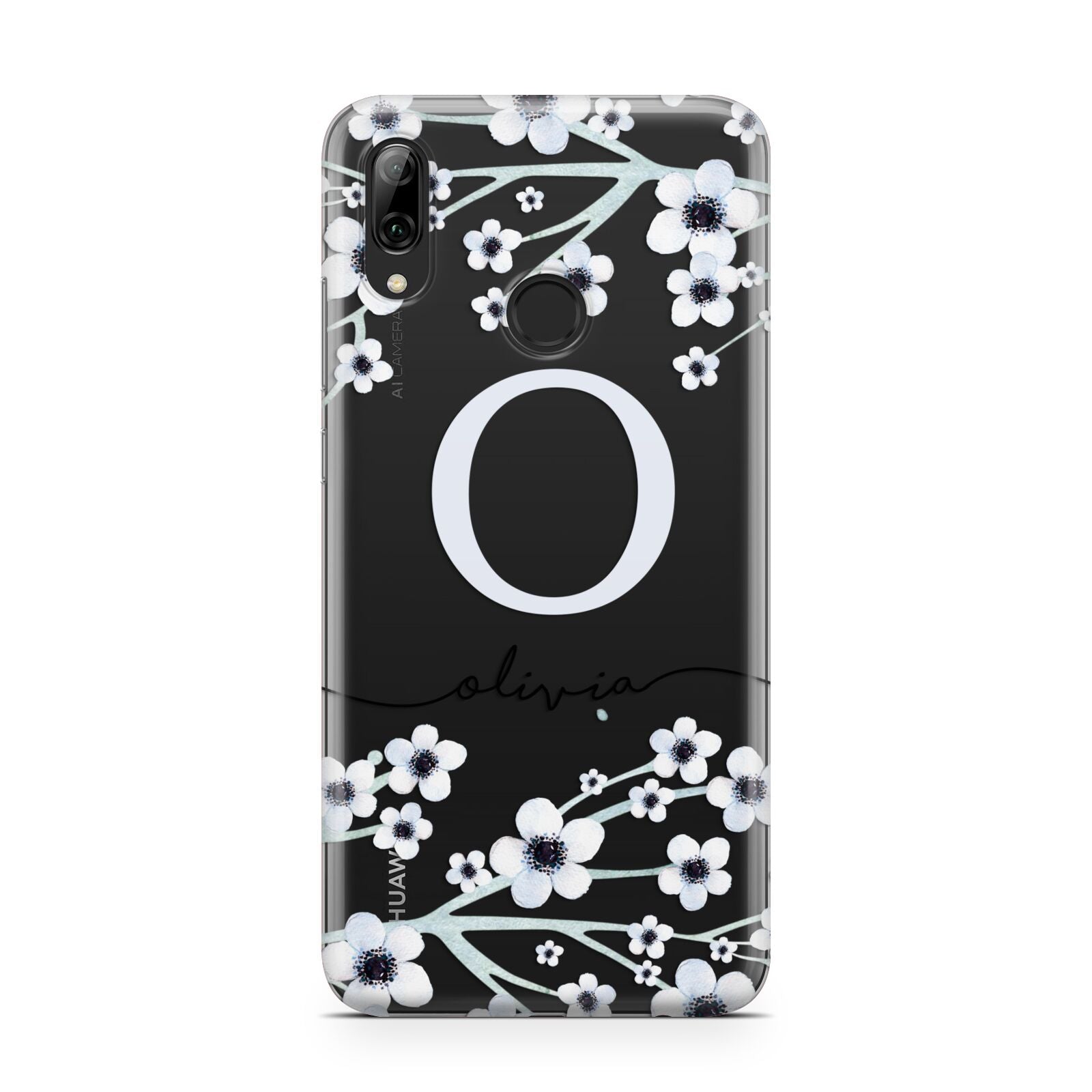 Personalised White Flower Huawei Y7 2019