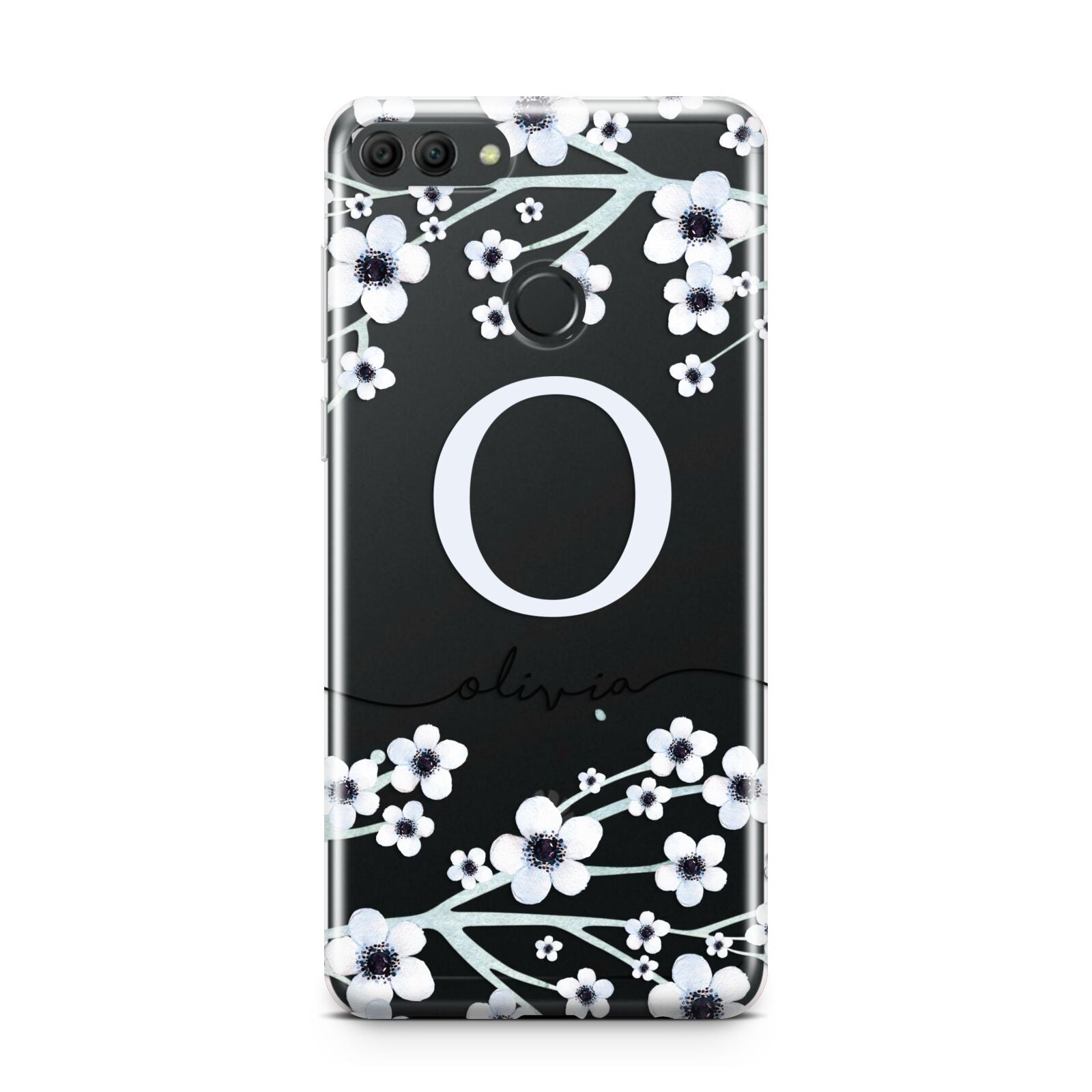 Personalised White Flower Huawei Y9 2018