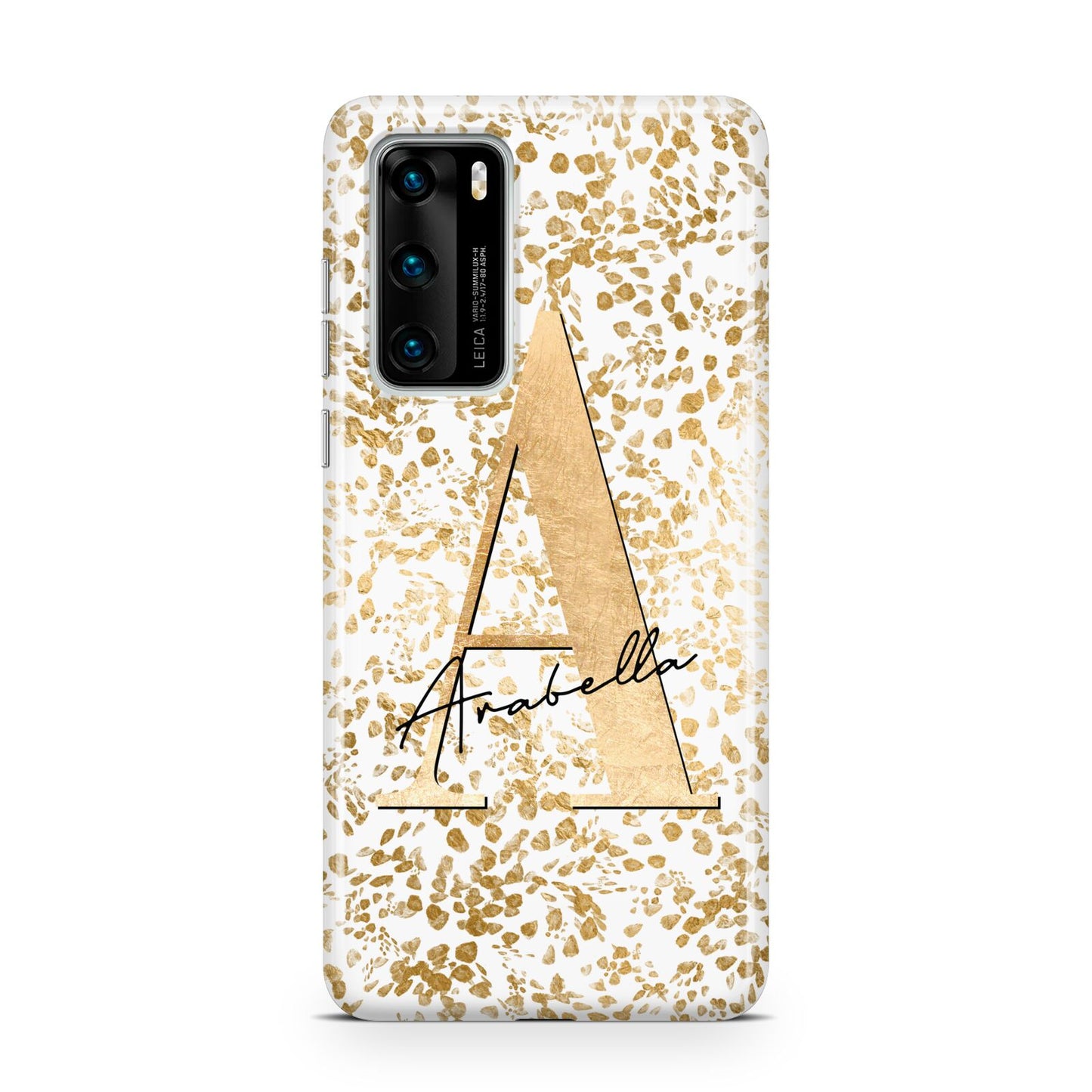 Personalised White Gold Cheetah Huawei P40 Phone Case