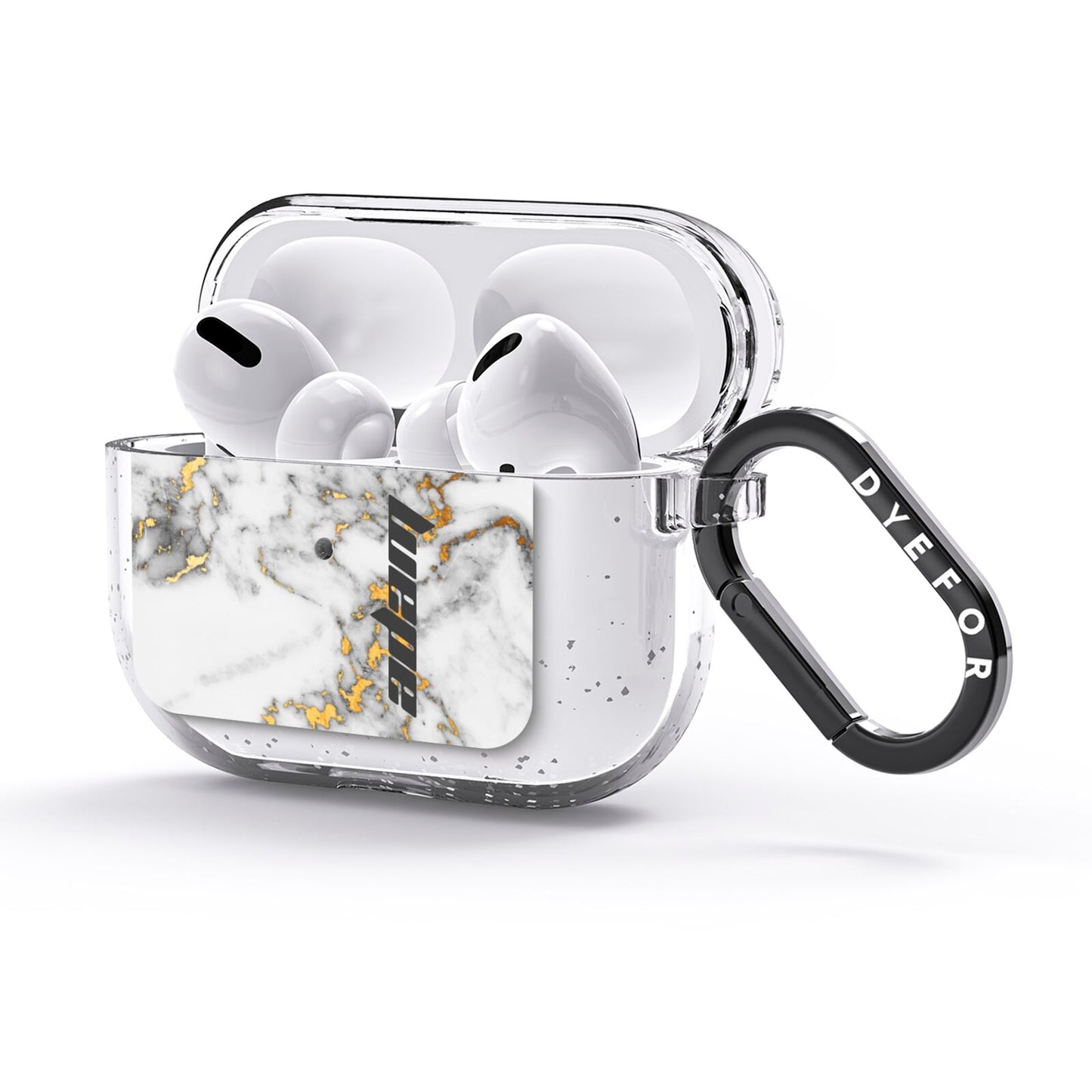 Personalised White Gold Marble Name AirPods Glitter Case 3rd Gen Side Image